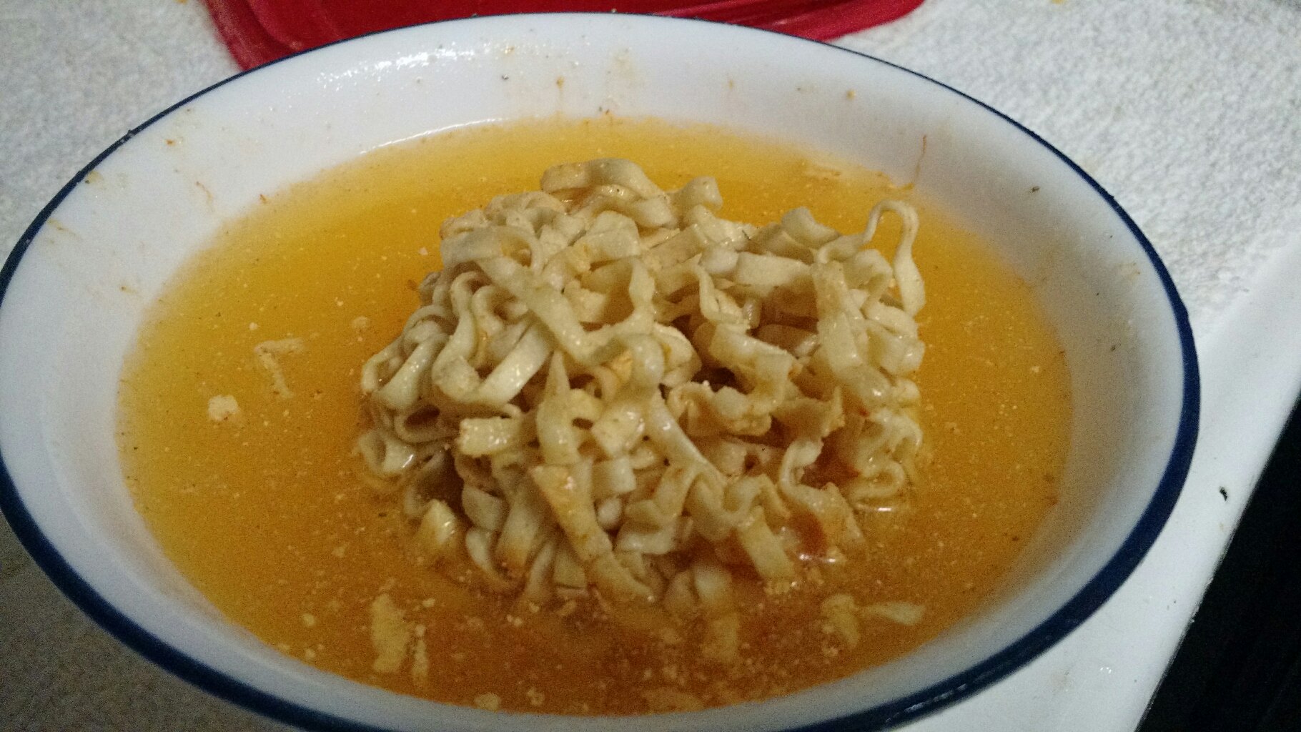 Cheddar cheese cup noodle served in a bowl r/shittyfoodporn