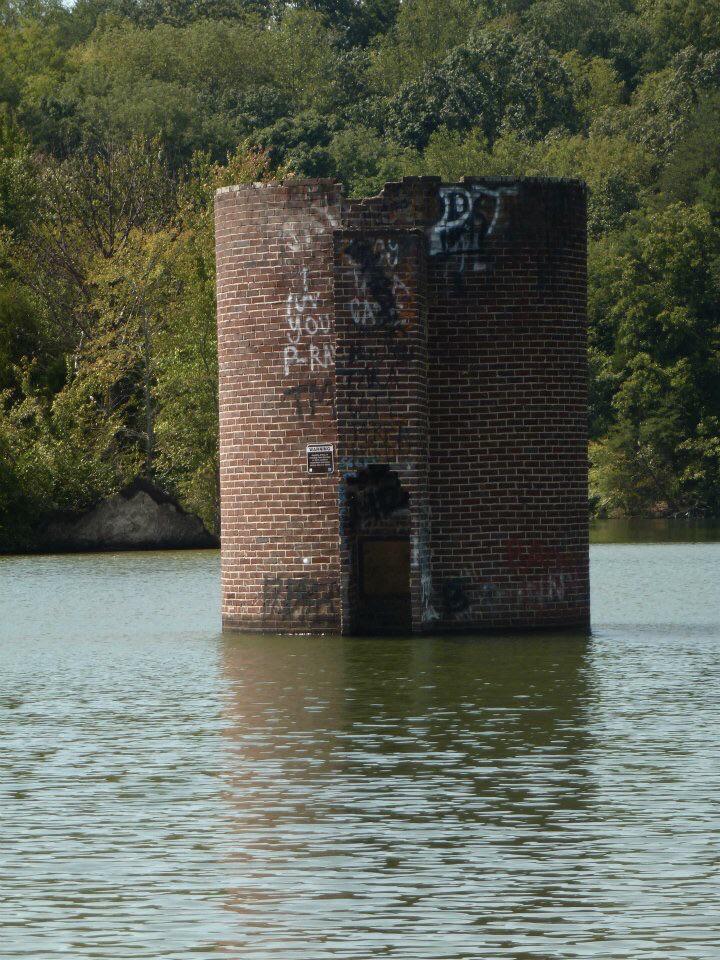 This waterlogged silo is one of many that can found on the Tellico Lake