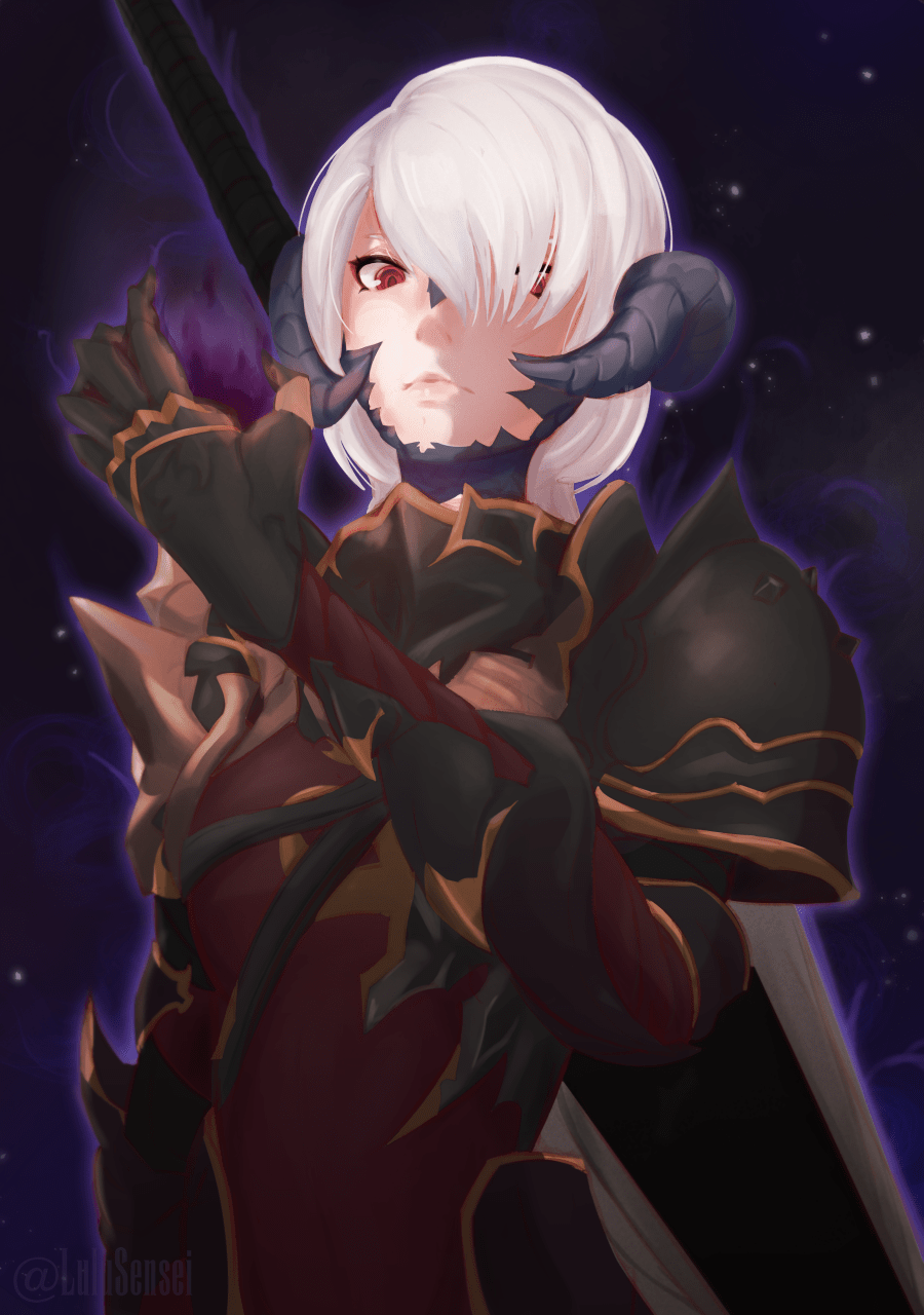 Drew a friends Au Ra DRK to practice drawing armor r/ffxiv