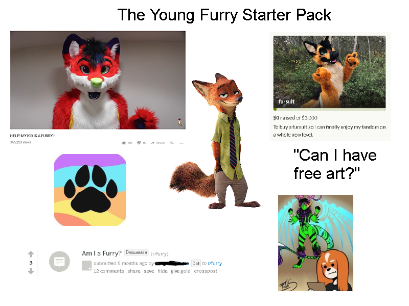 the young furry starter pack r/FurryStarterPacks