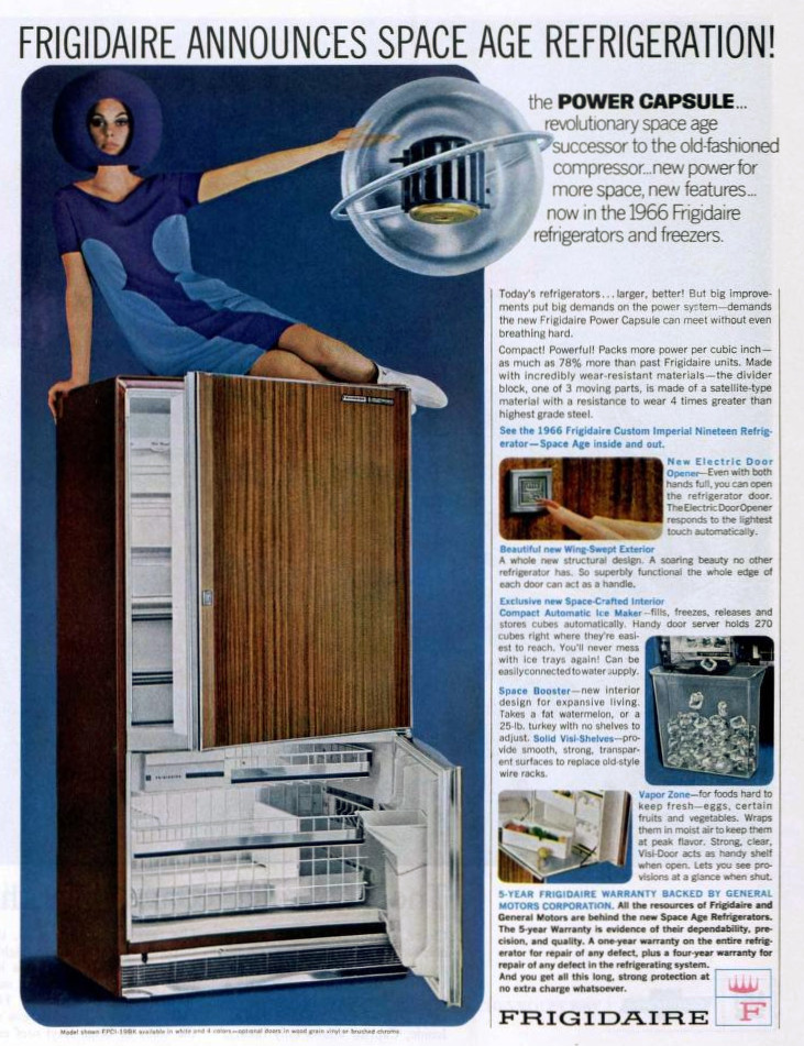 Frigidaire Announces Space Age Refrigeration Saturday Evening Post 1966 r/vintageads