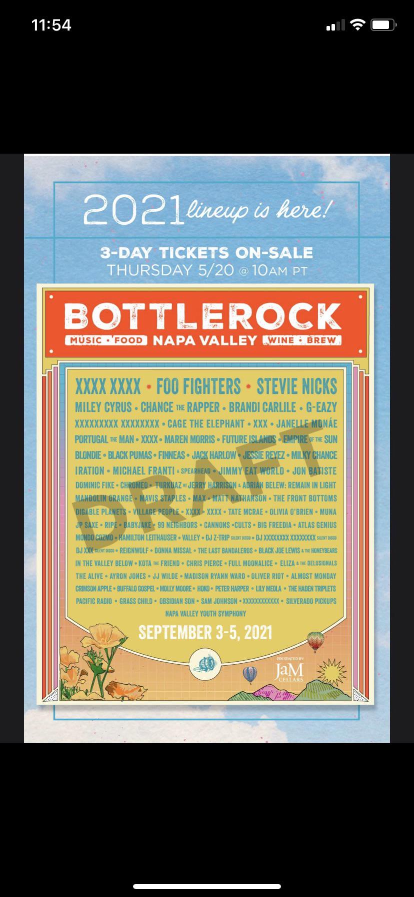 BottleRock 2021 Lineup Leak Coachella