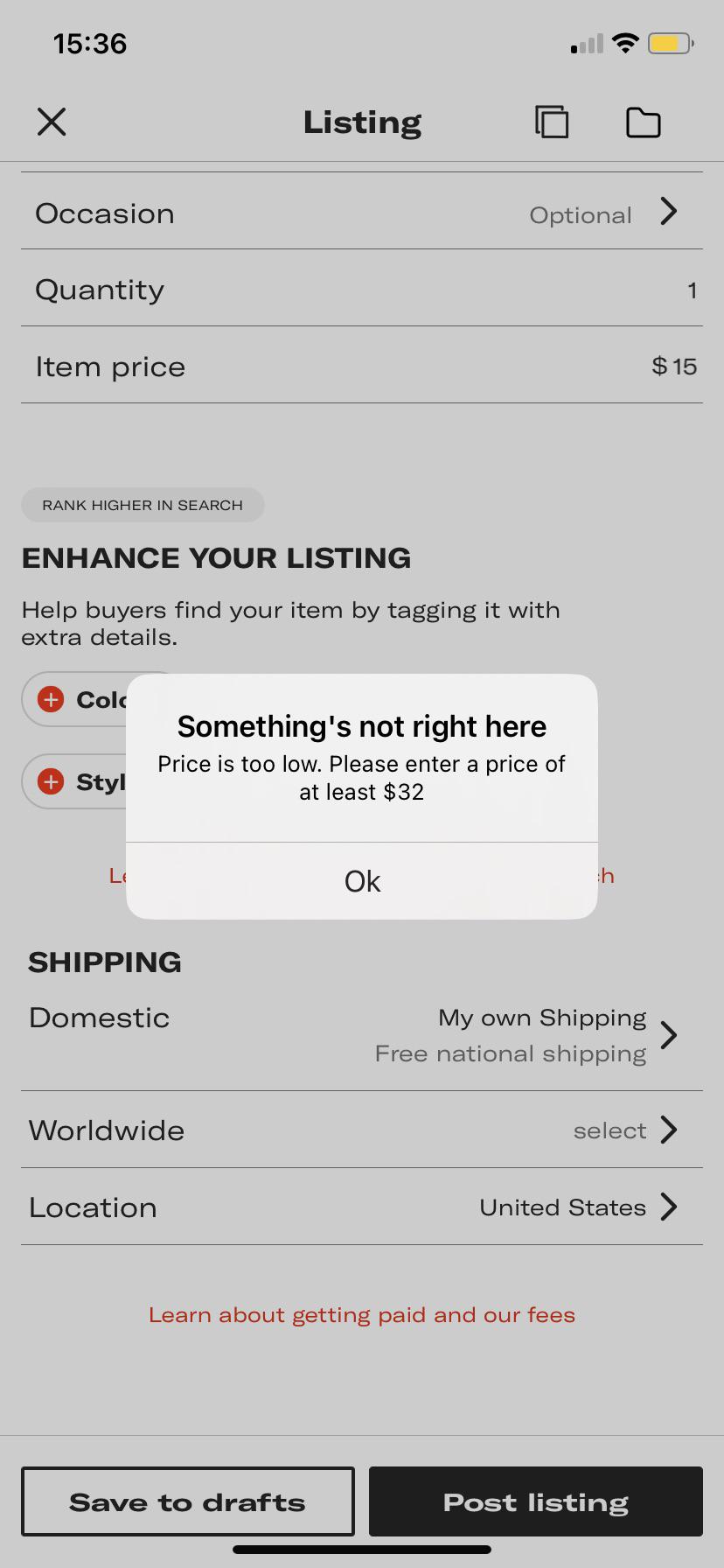 Price too low to post? r/Depop