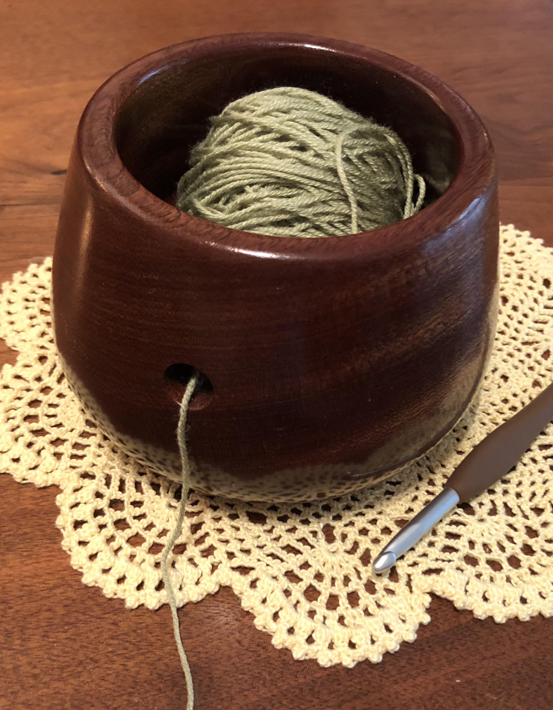 Yarn bowl my husband made me. r/crochet