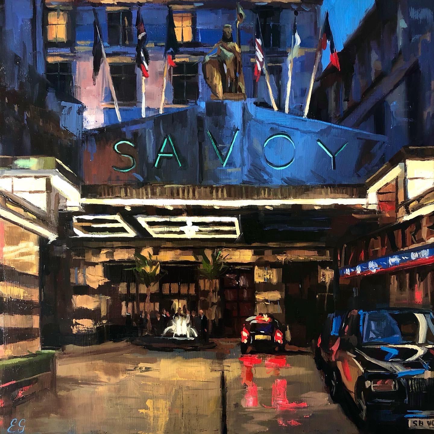 My most recent painting of The Savoy Hotel, London r/oilpainting