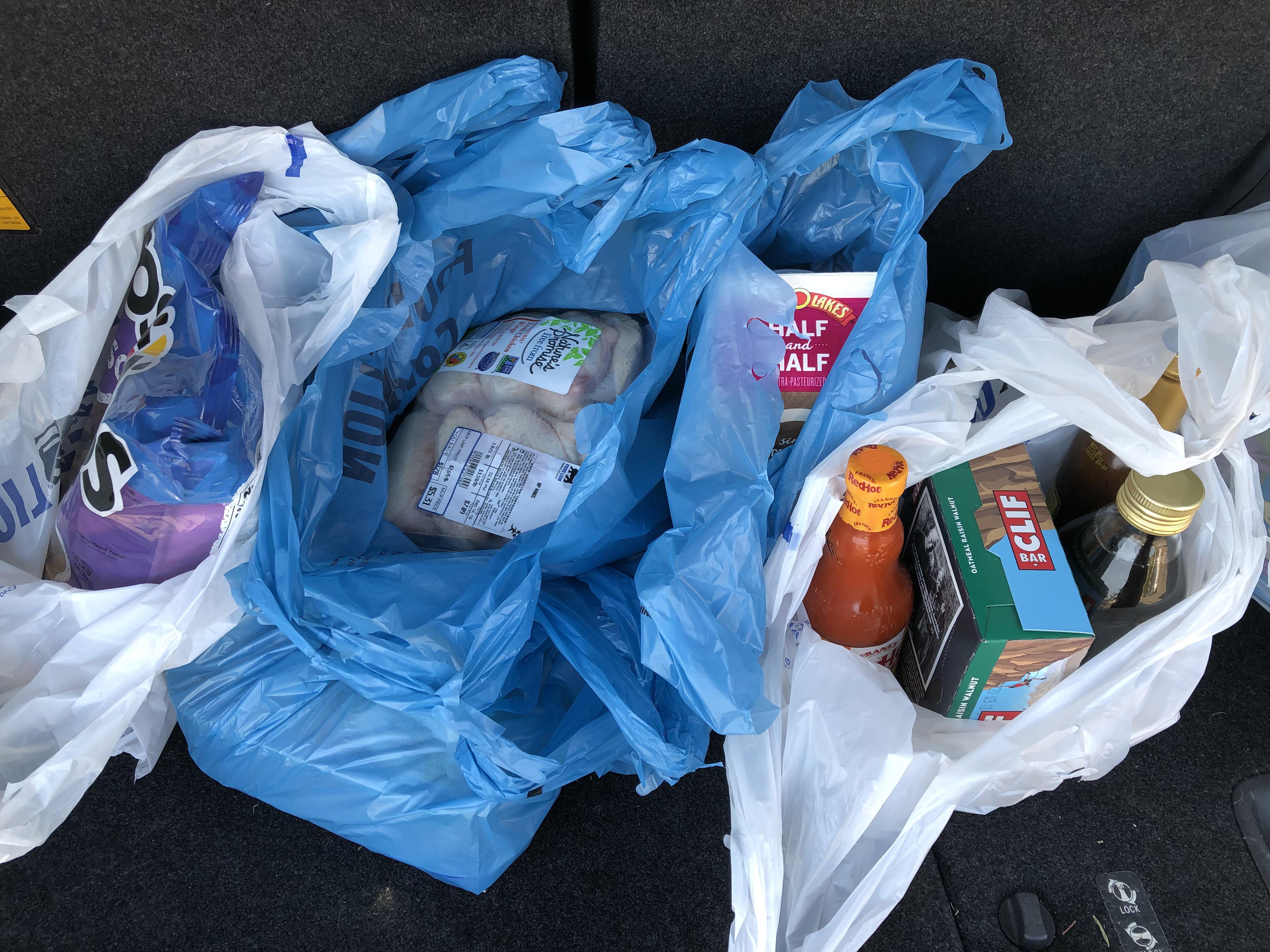 My grocery store puts items that need to be refrigerated in blue bags