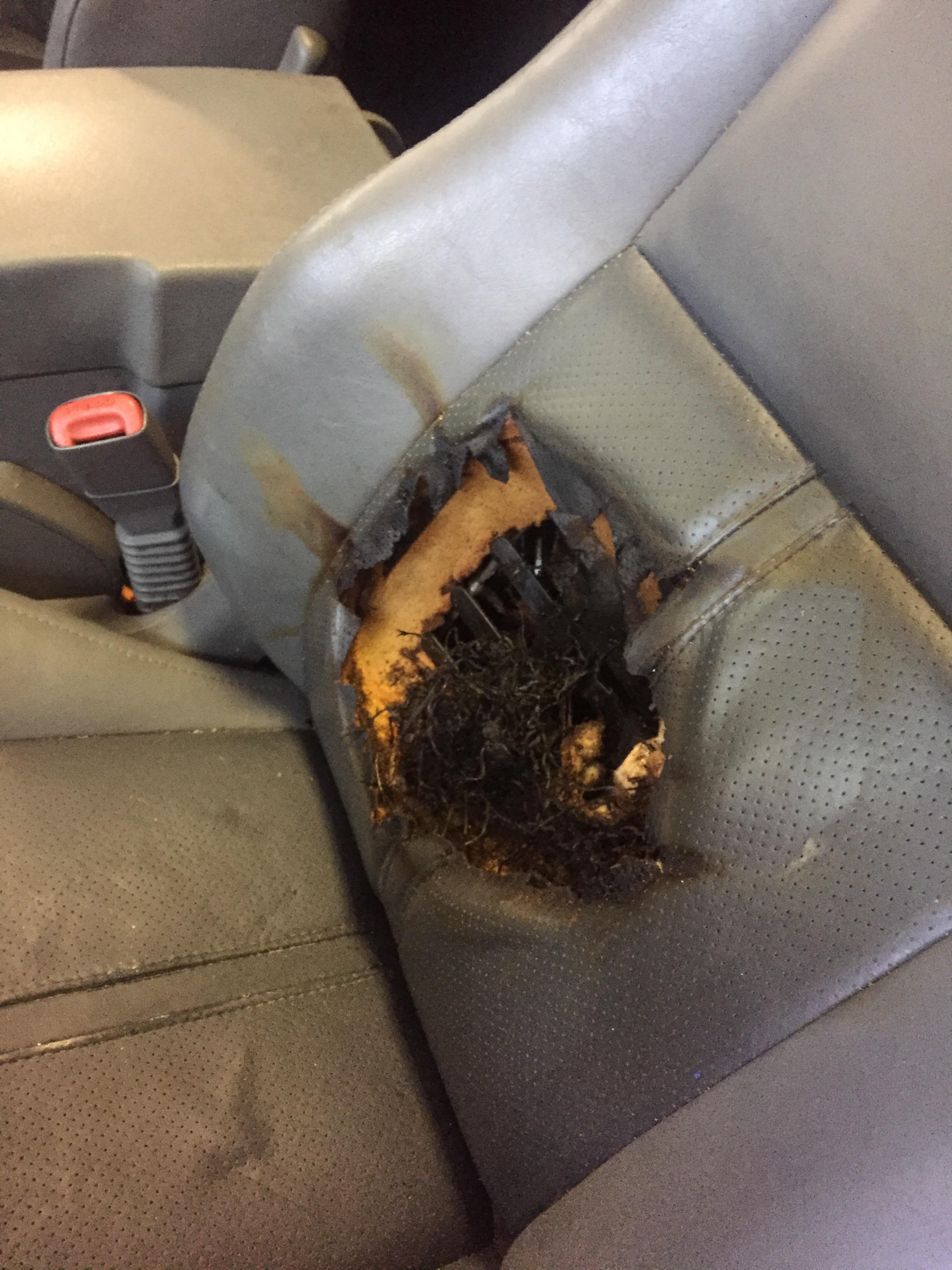 C/S seat caught fire while driving