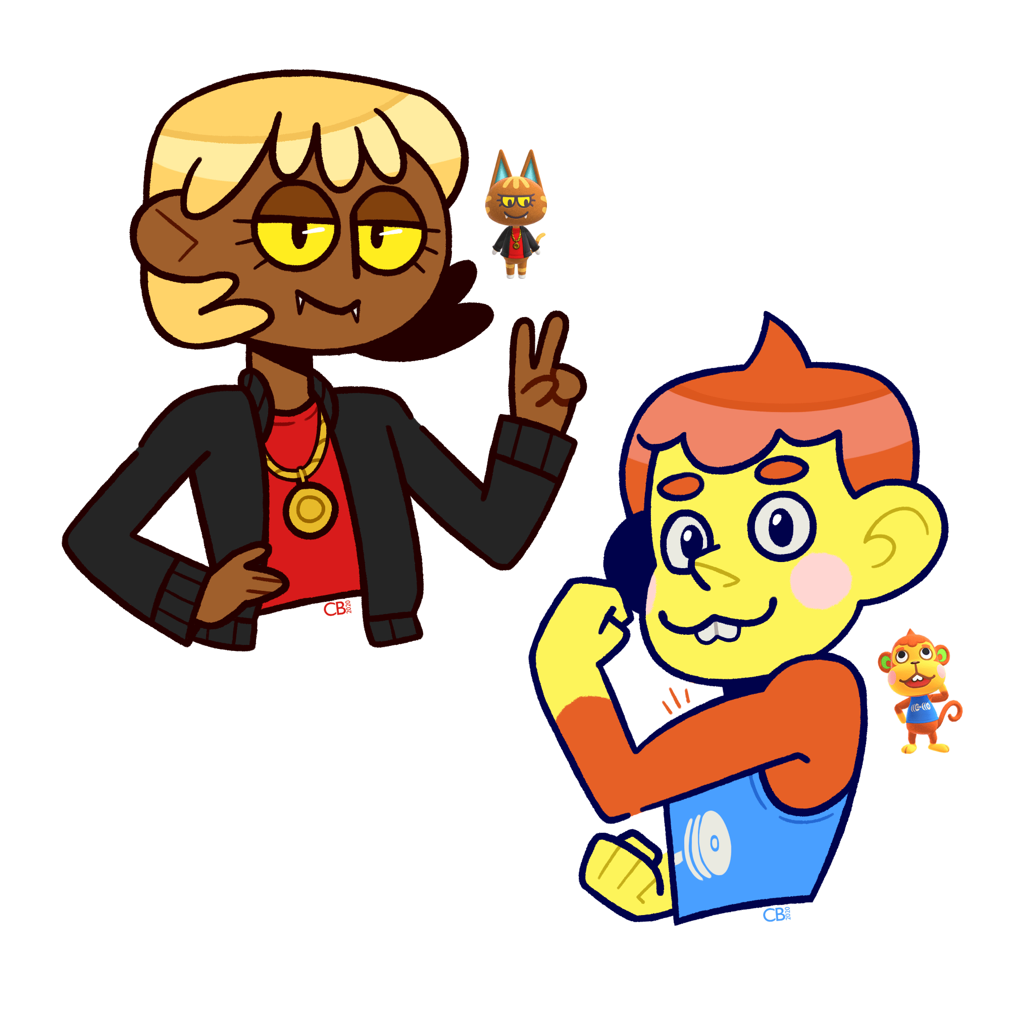 I drew my first two NH villagers, Katt and Flip! r/AnimalCrossing