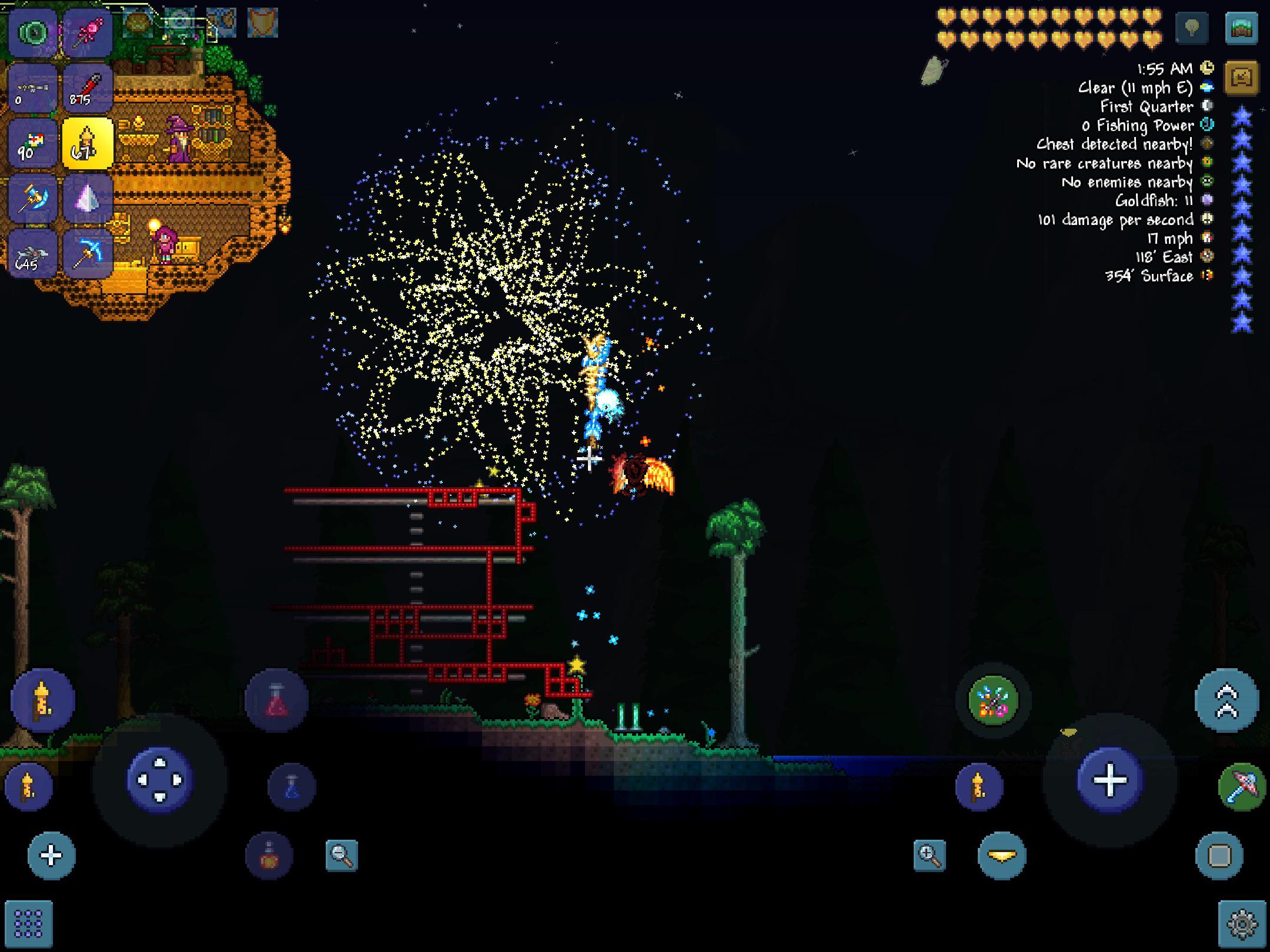 Just having a fun time in Terraria! (This shot took 7 tries to make