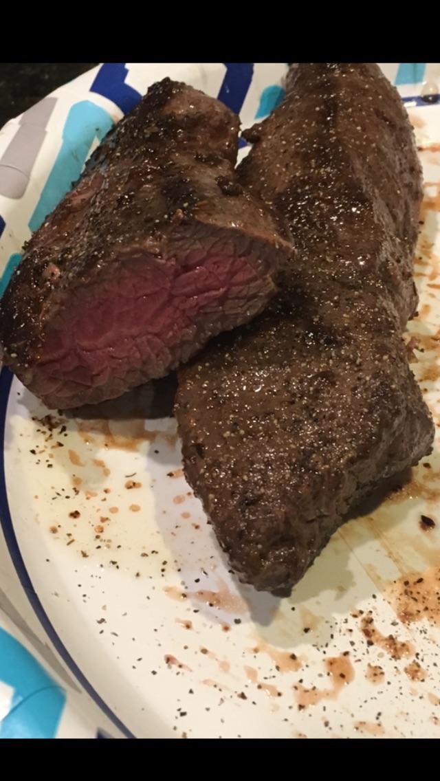 1st time ever cooking Venison steaks. Cast iron skillet, 3 minutes each