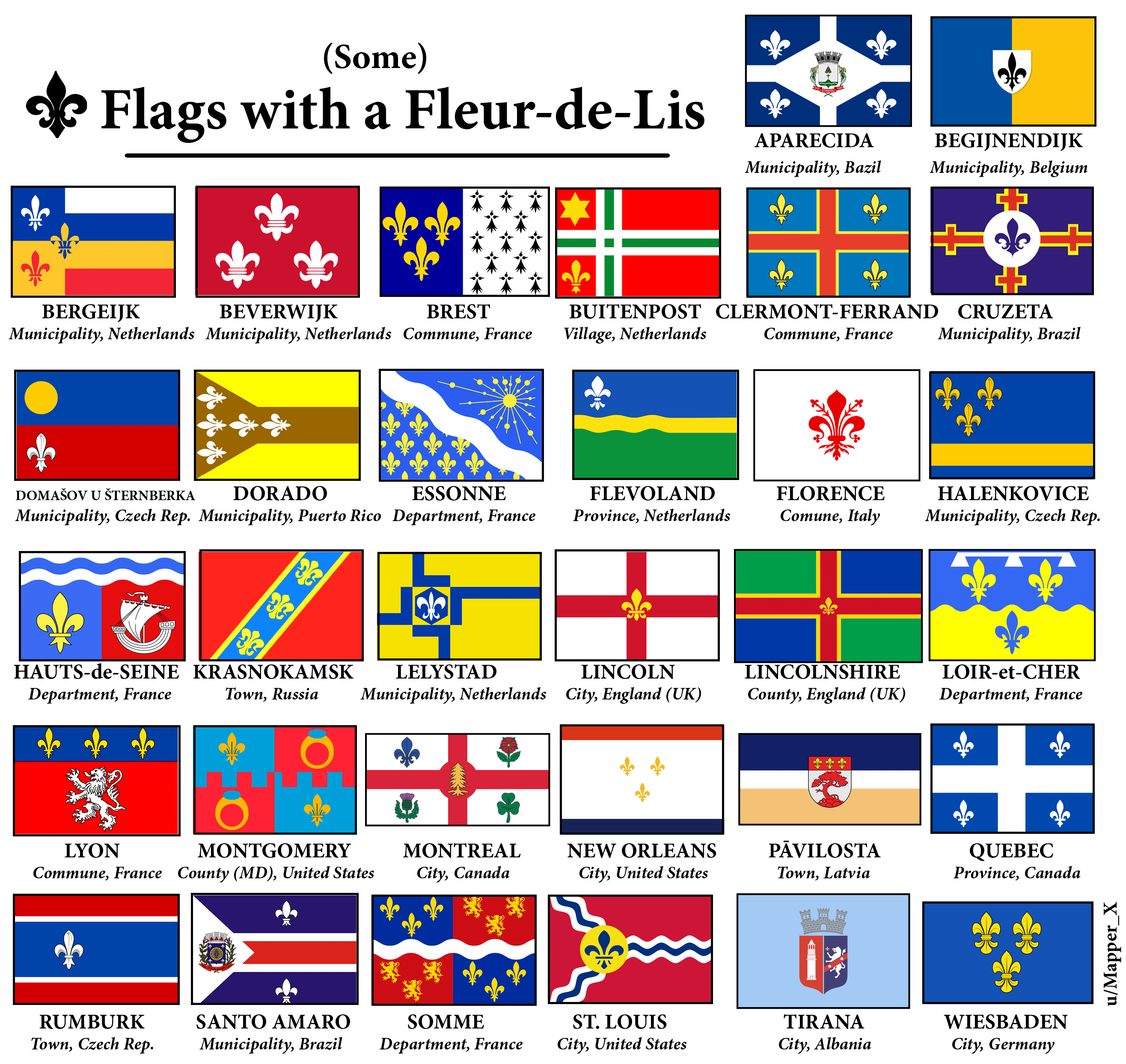 Some flags with a fleurdelis r/vexillology