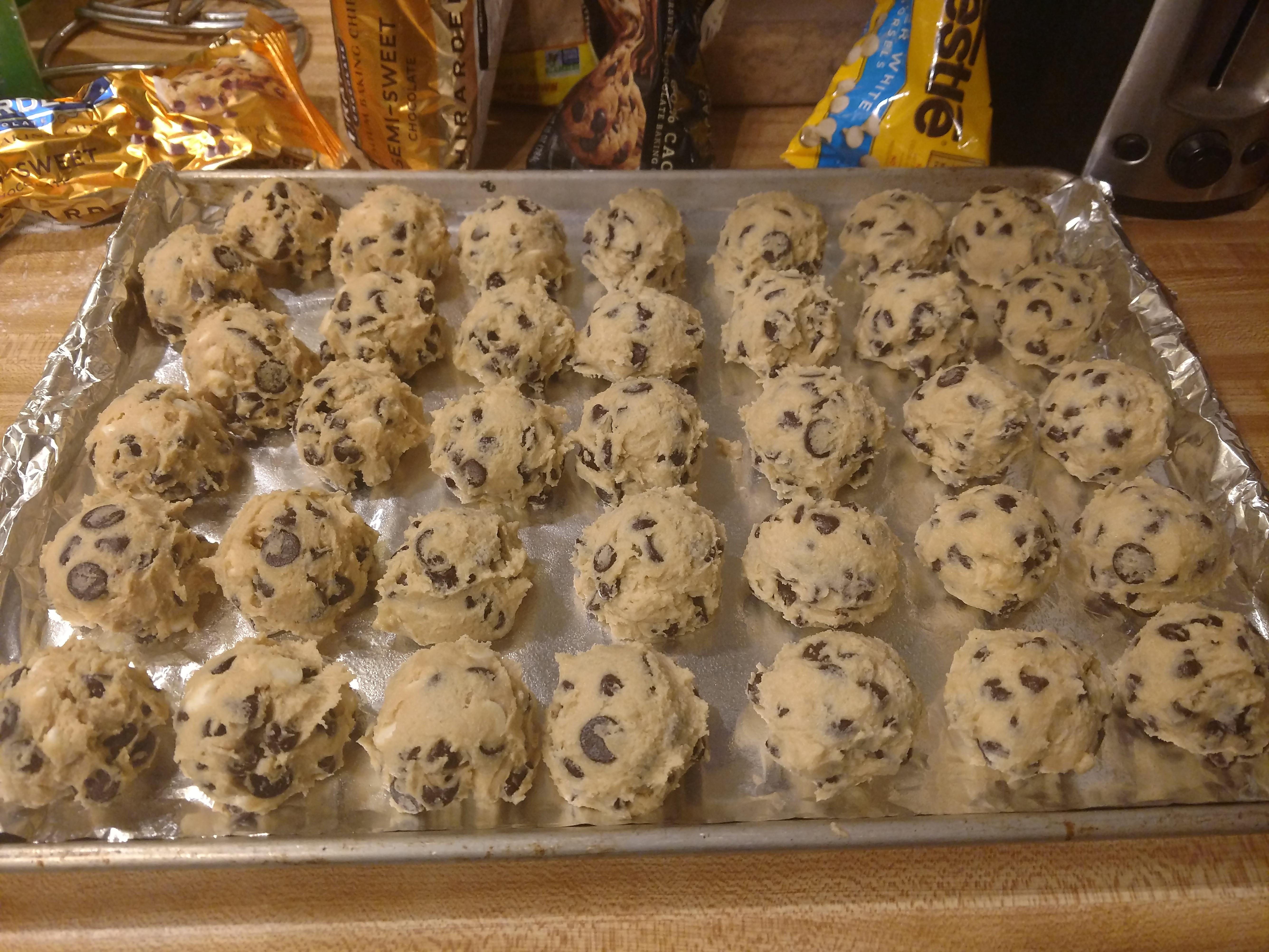 Prepping cookies to be baked on Christmas Eve! Baking