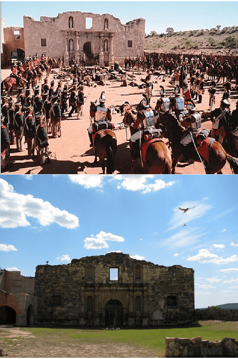 The Alamo (at the abandoned movie set Alamo Village outside Brackettville), 1960 vs. 2009 r