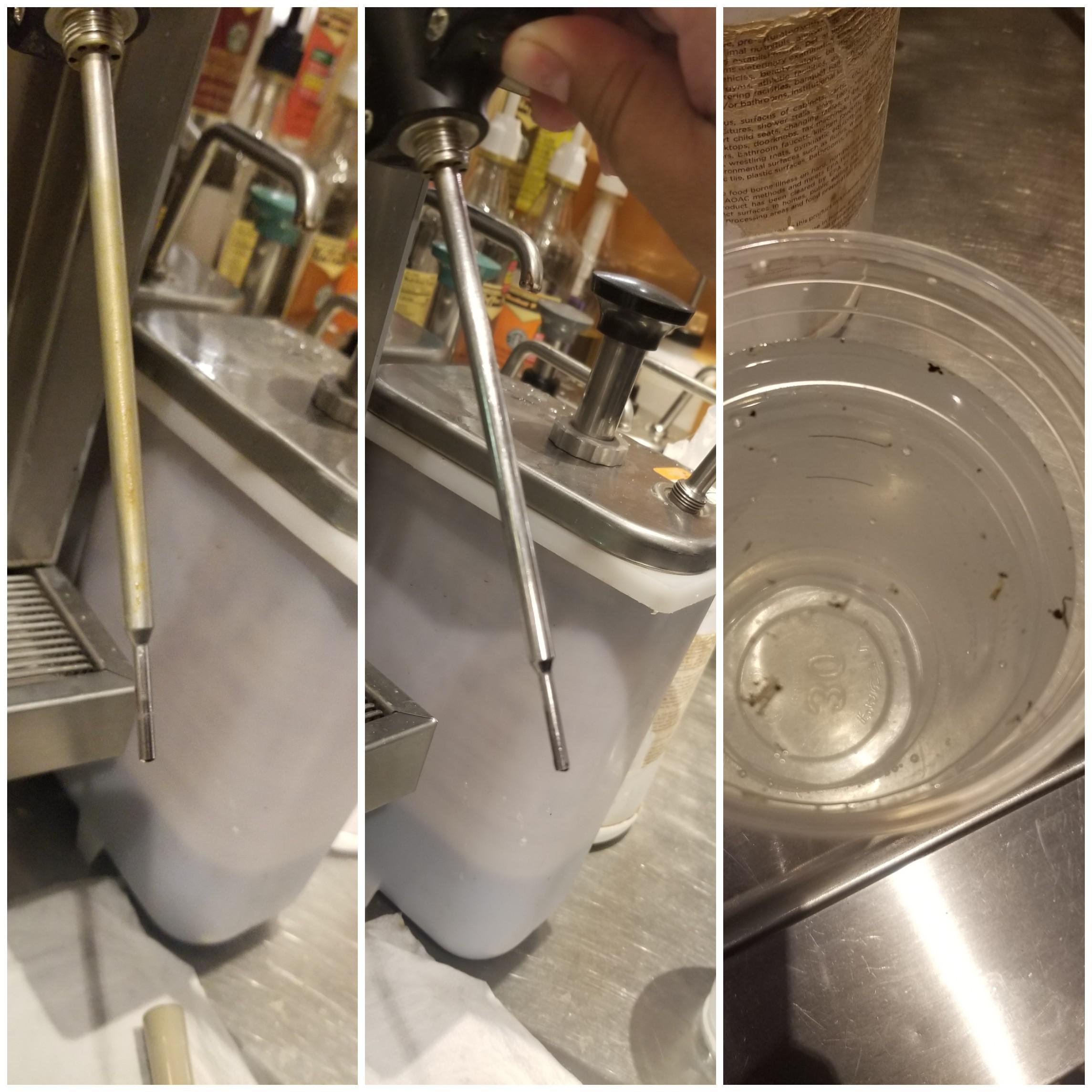 Before & after of cleaning steam wand after TWO DAYS OFF + what came