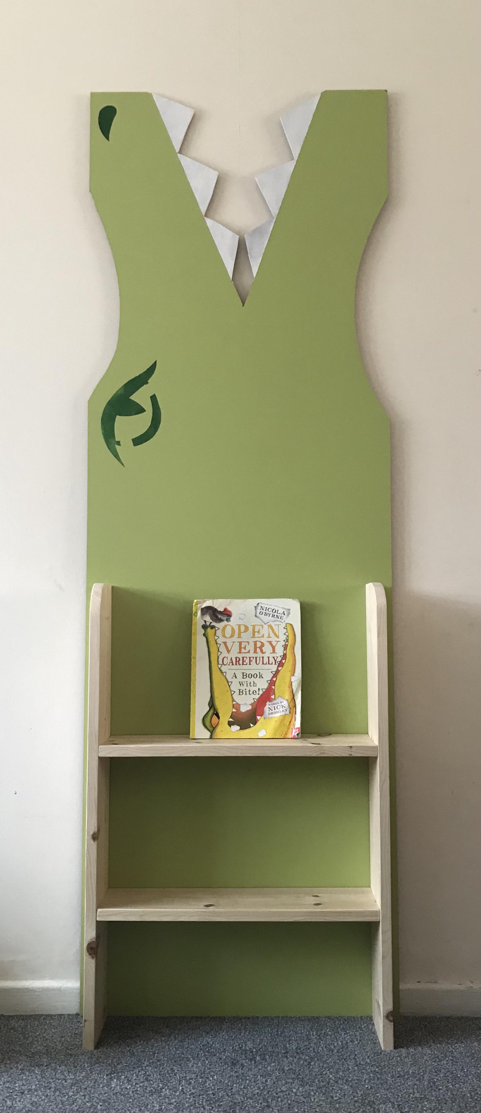Made my crocodile loving daughter a crocodile bookcase for her