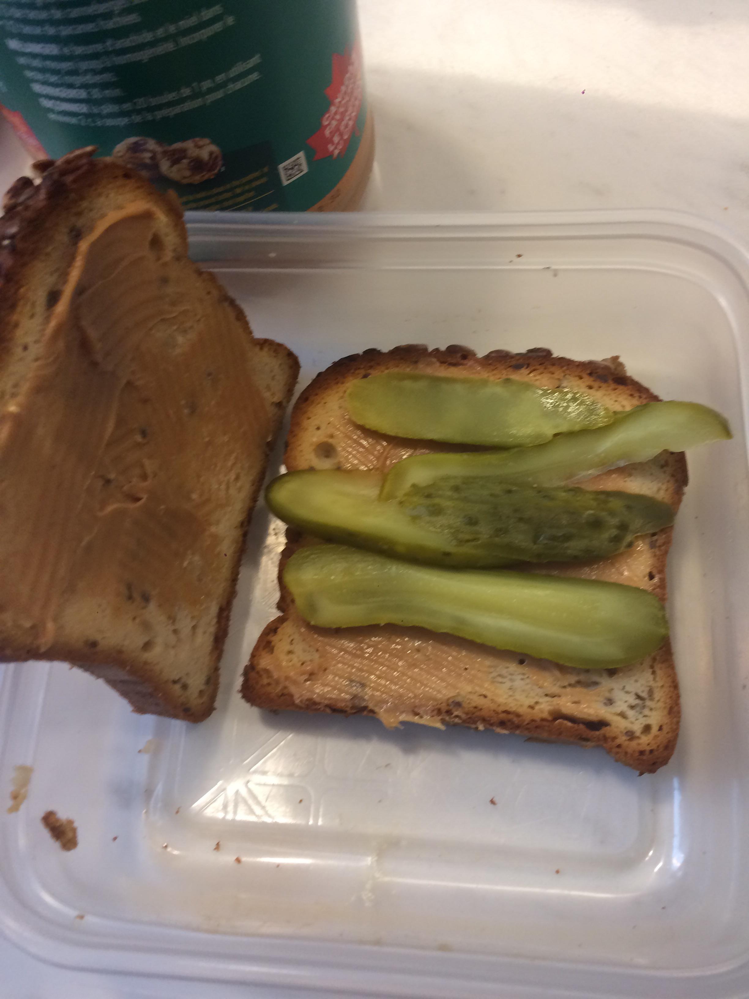 a peanut butter and pickle sandwich r/shittyfoodporn