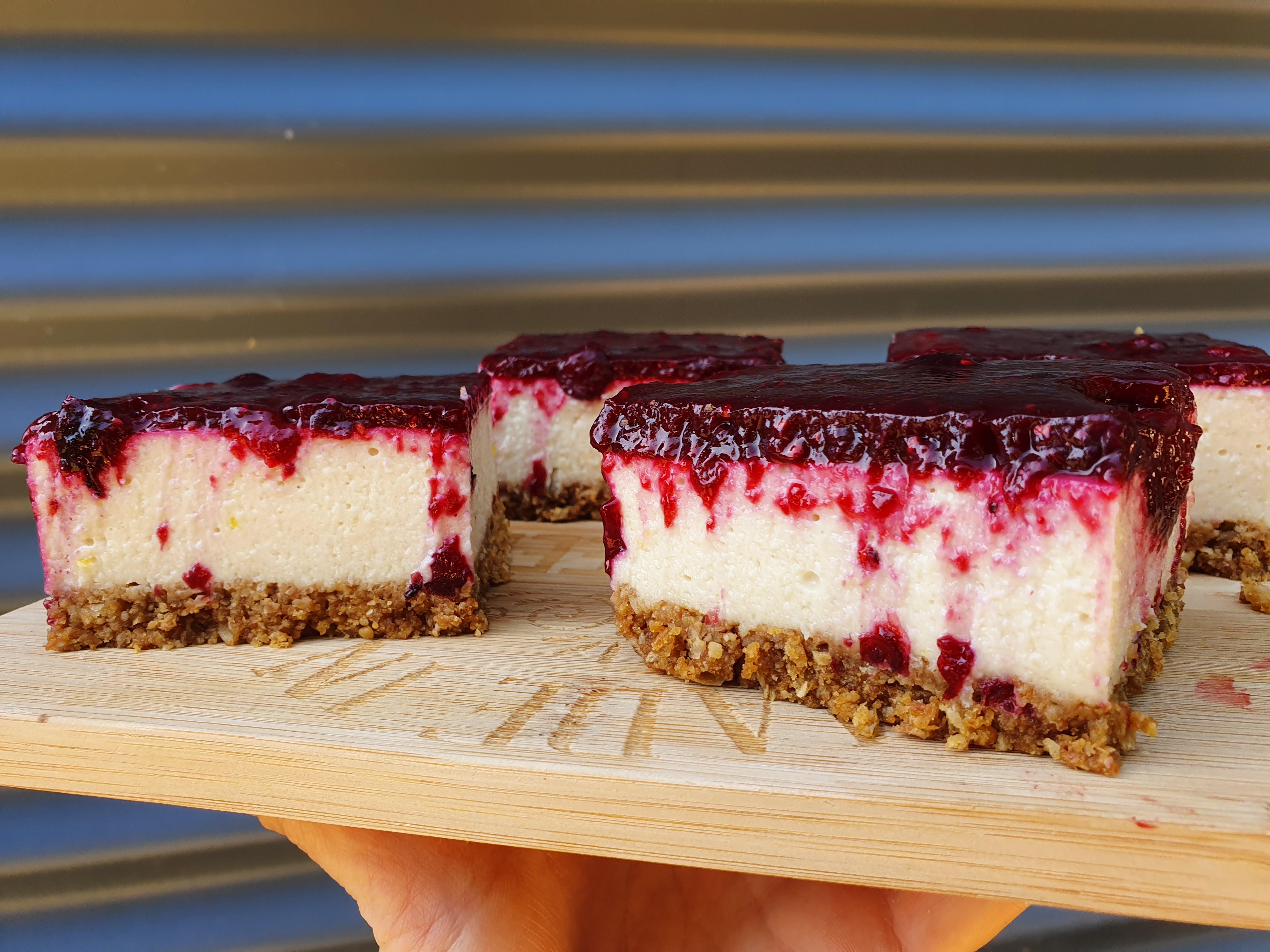 I made a veegy cheesecake with a berry compote thing on top, for added