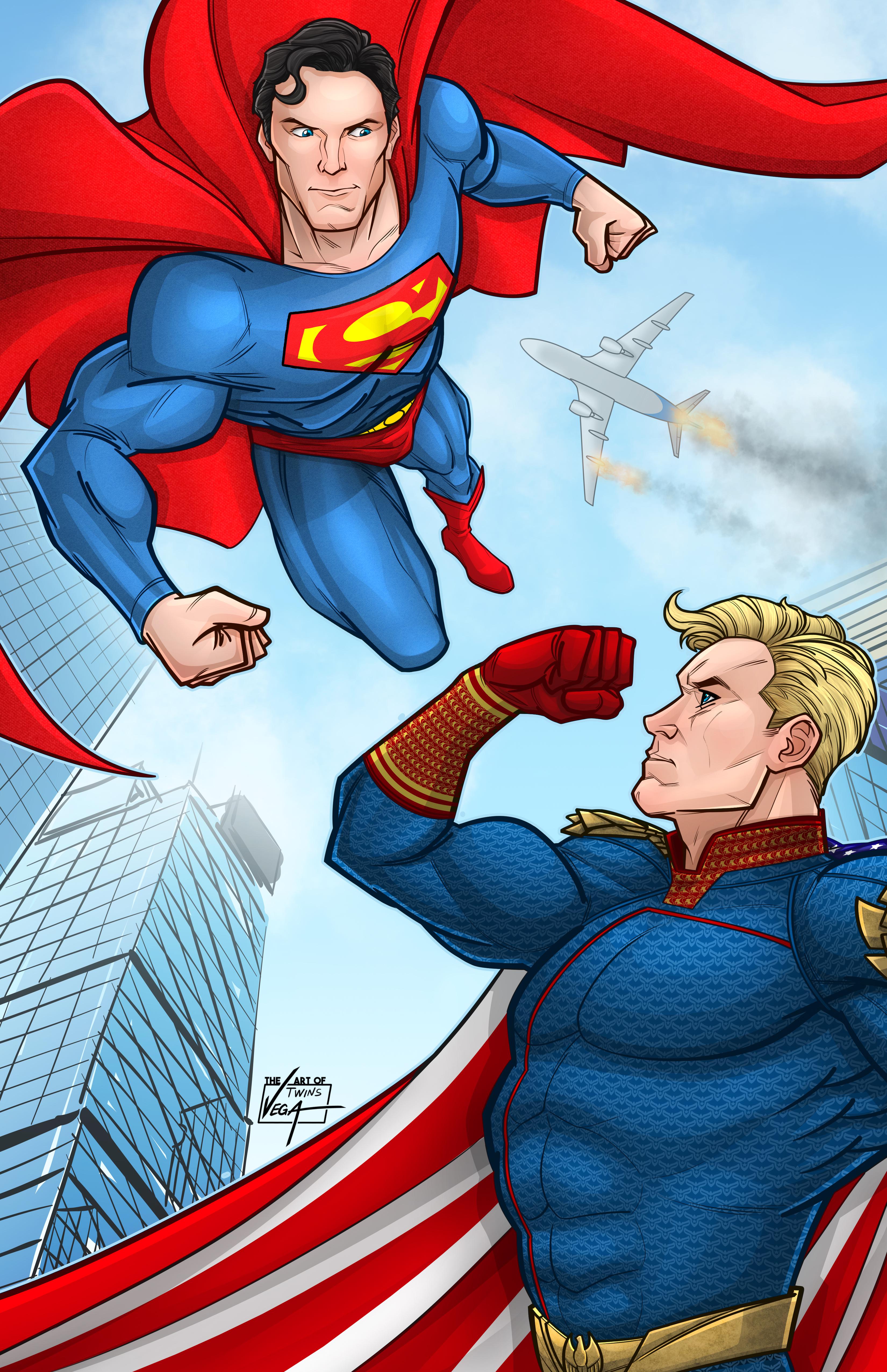 [Artwork] Superman vs Homelander, drawn by me!