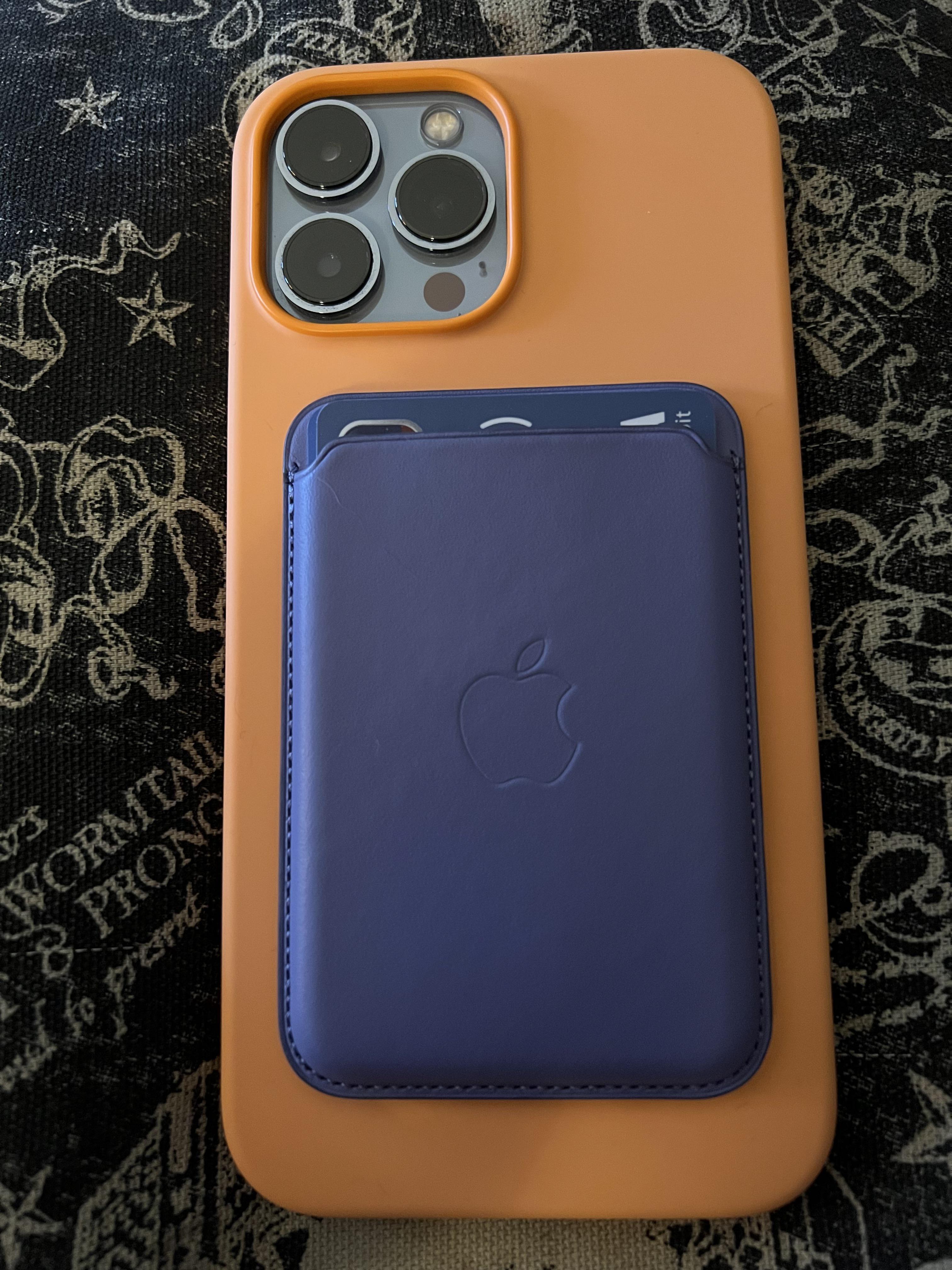 Sierra Blue iPhone 13 Pro Max, Marigold Silicone MagSafe Case, Wisteria