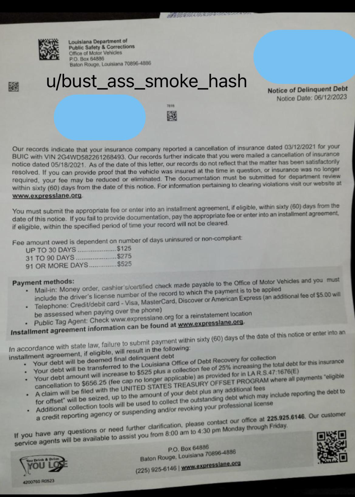 Cancelled Insurance letter from DMV? r/NewOrleans