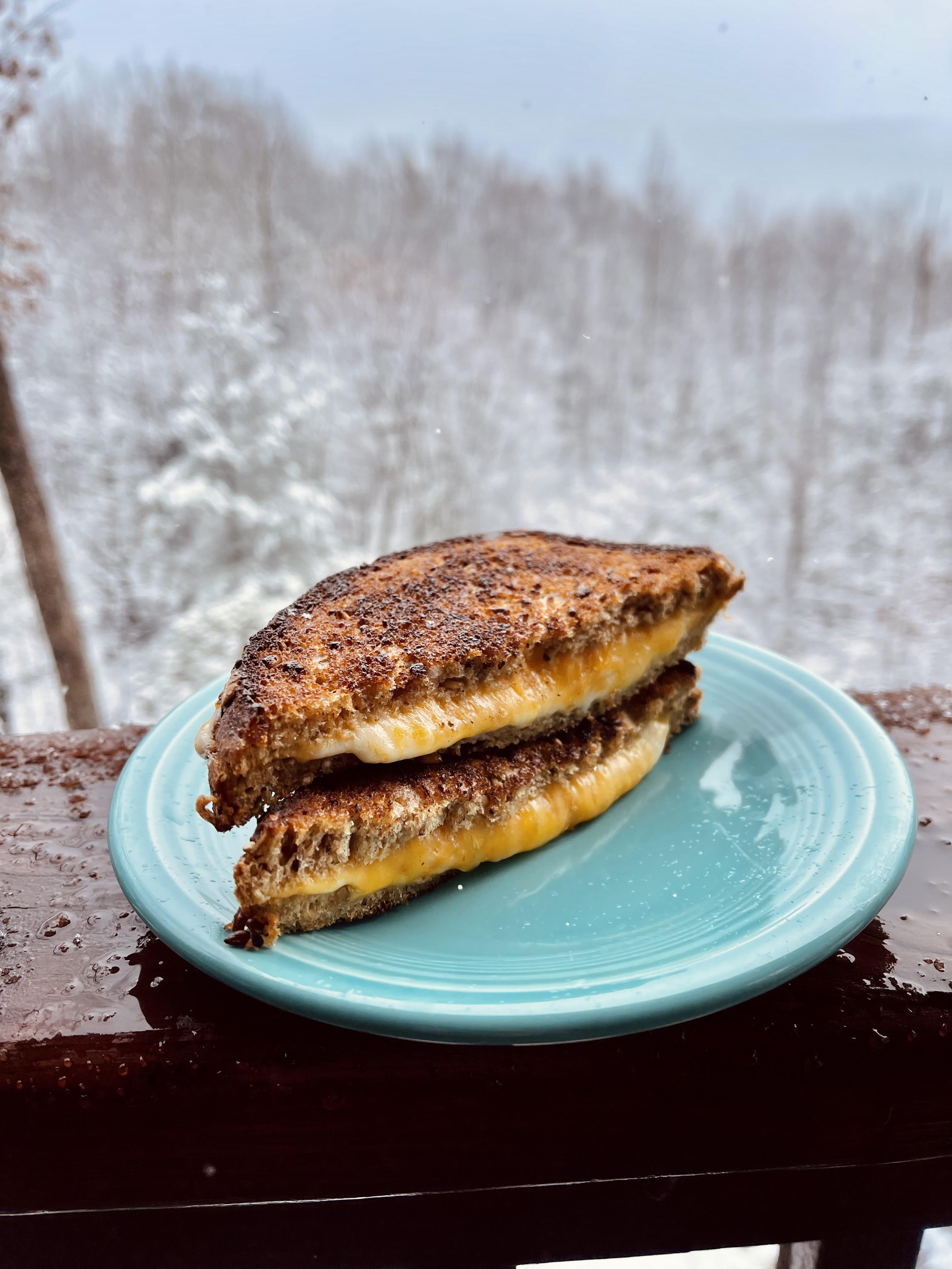 Colby jack + cheddar on a snowy day r/grilledcheese