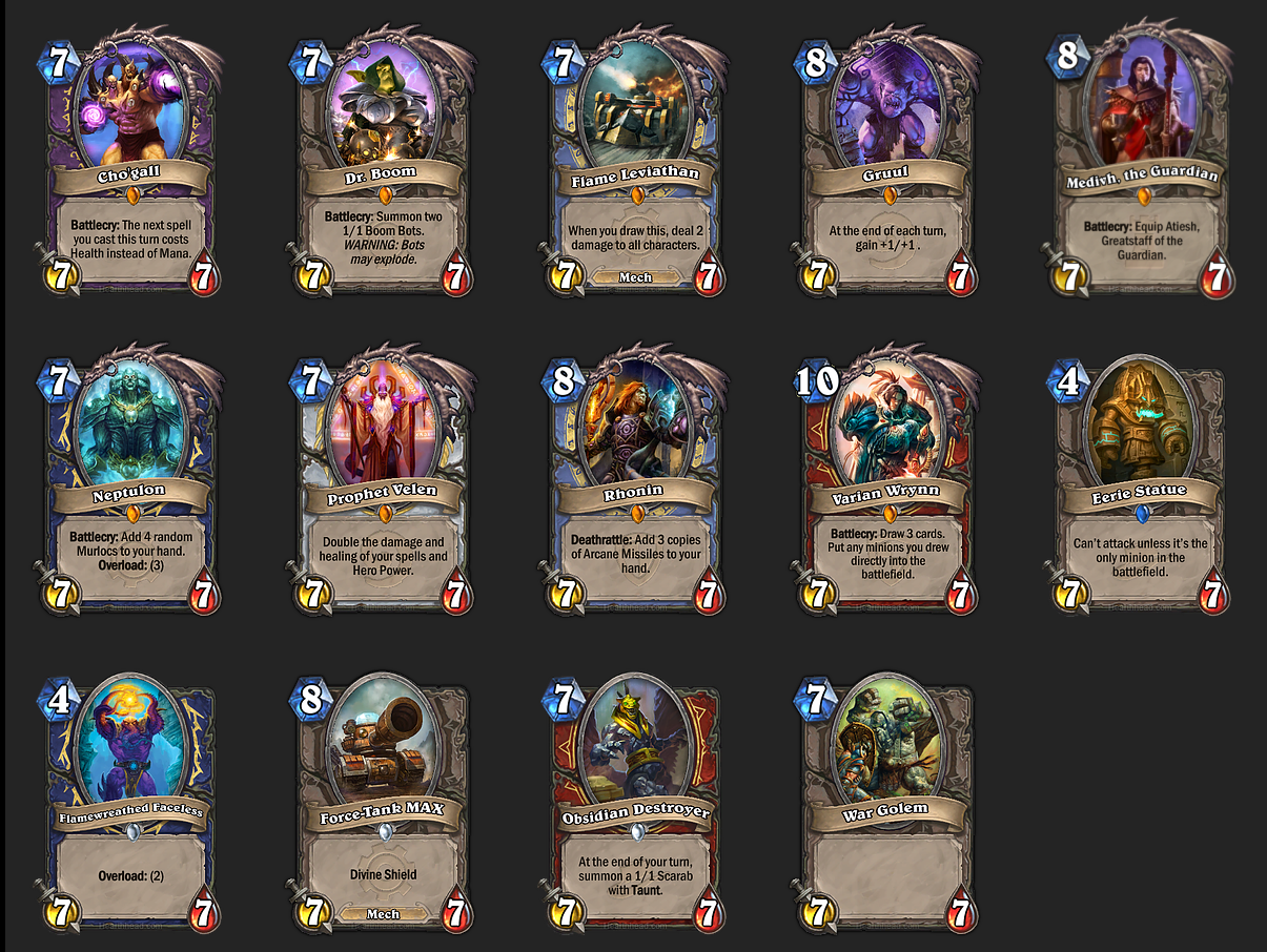 All the 7/7s in the game r/hearthstonecirclejerk
