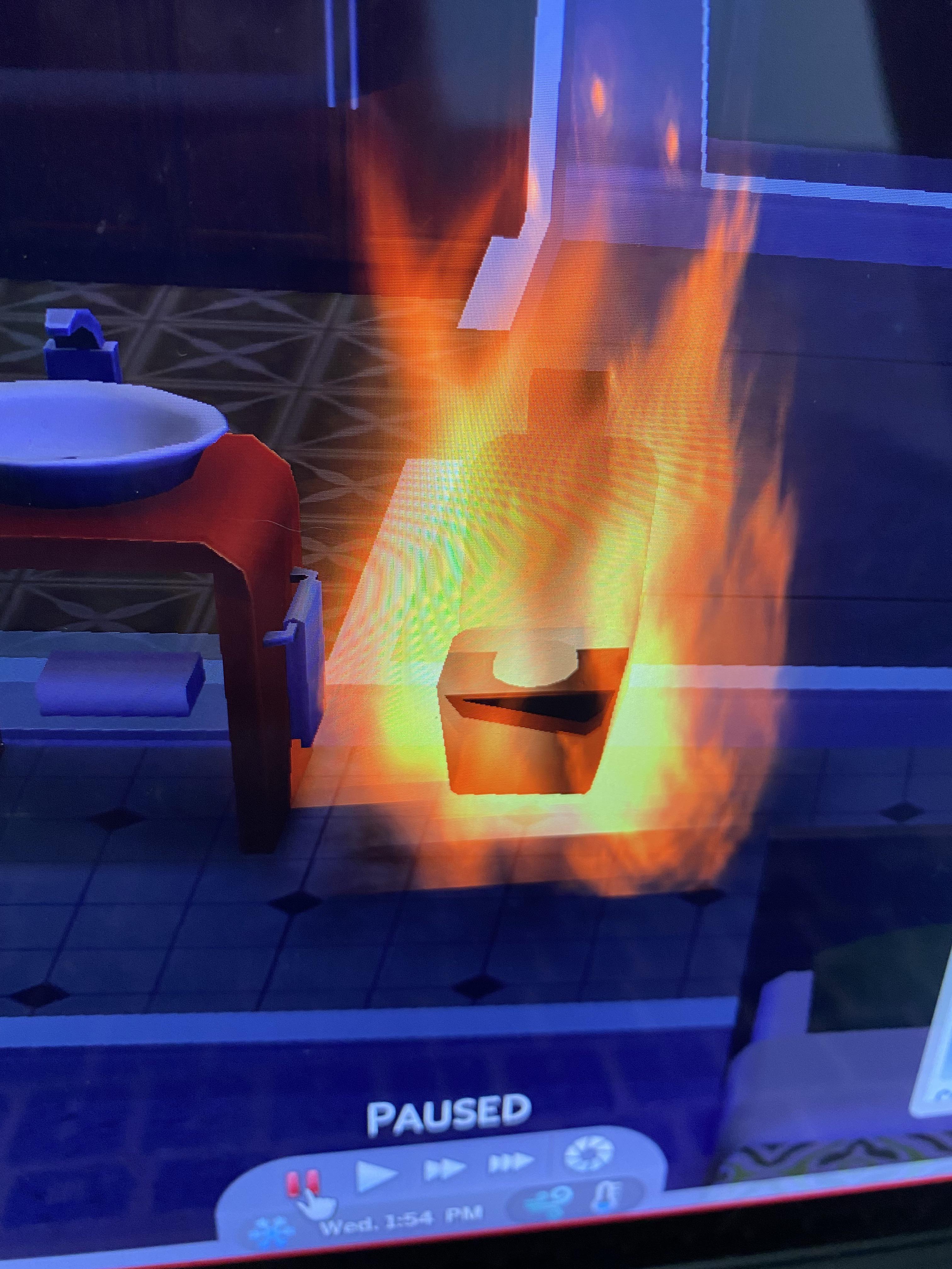 Never had a toilet catch on fire before? r/Sims4