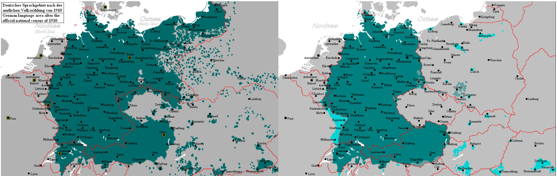 Distribution of German speakers before and after ww2 WidacZabory