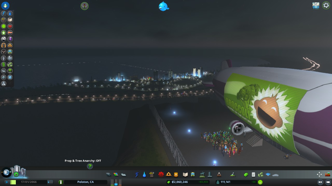 Nighttime view of Beaumont Village from the blimp station at the summit