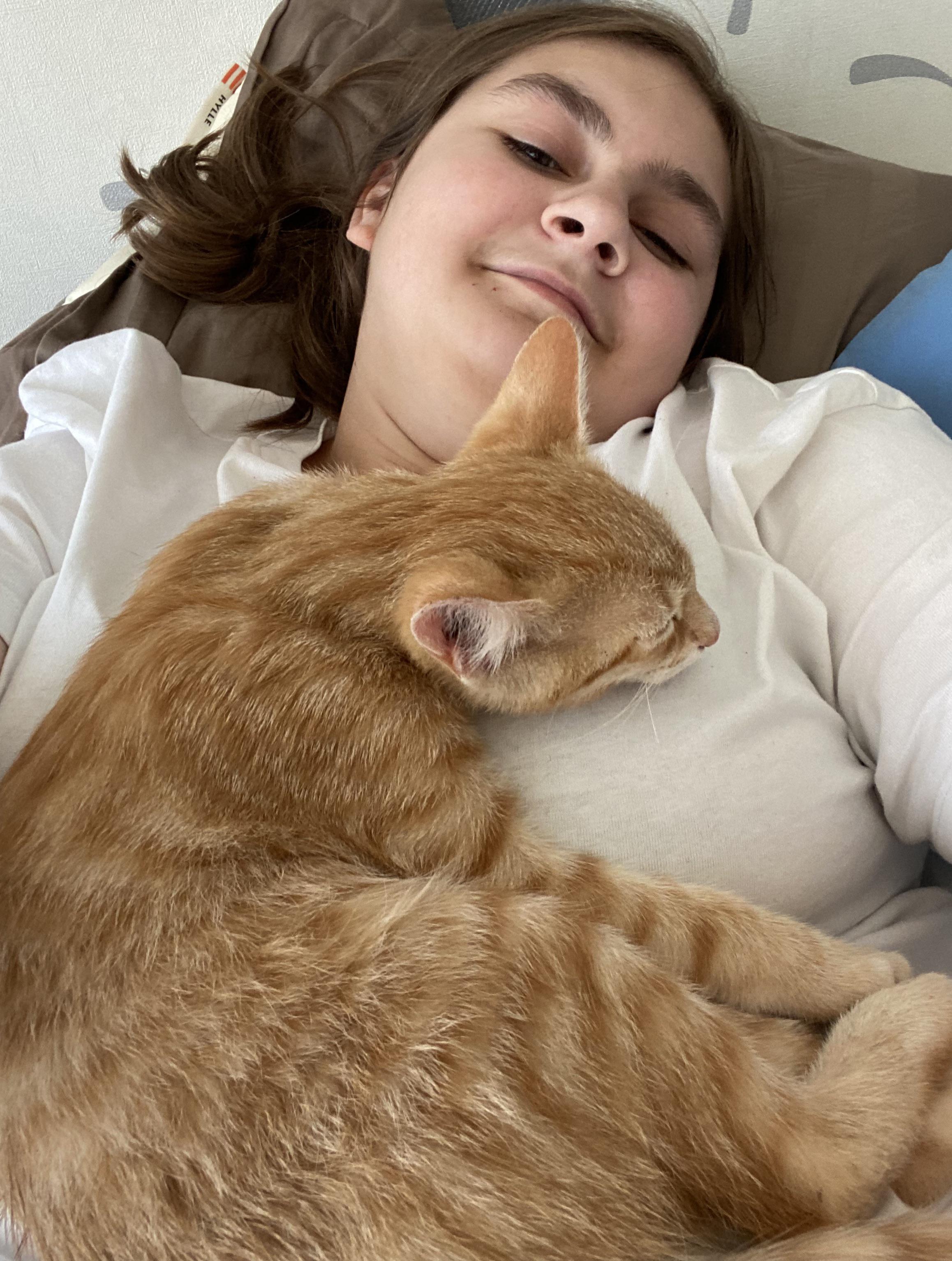 [OC] I got a new kitten and he choose me as his new bed. MadeMeSmile