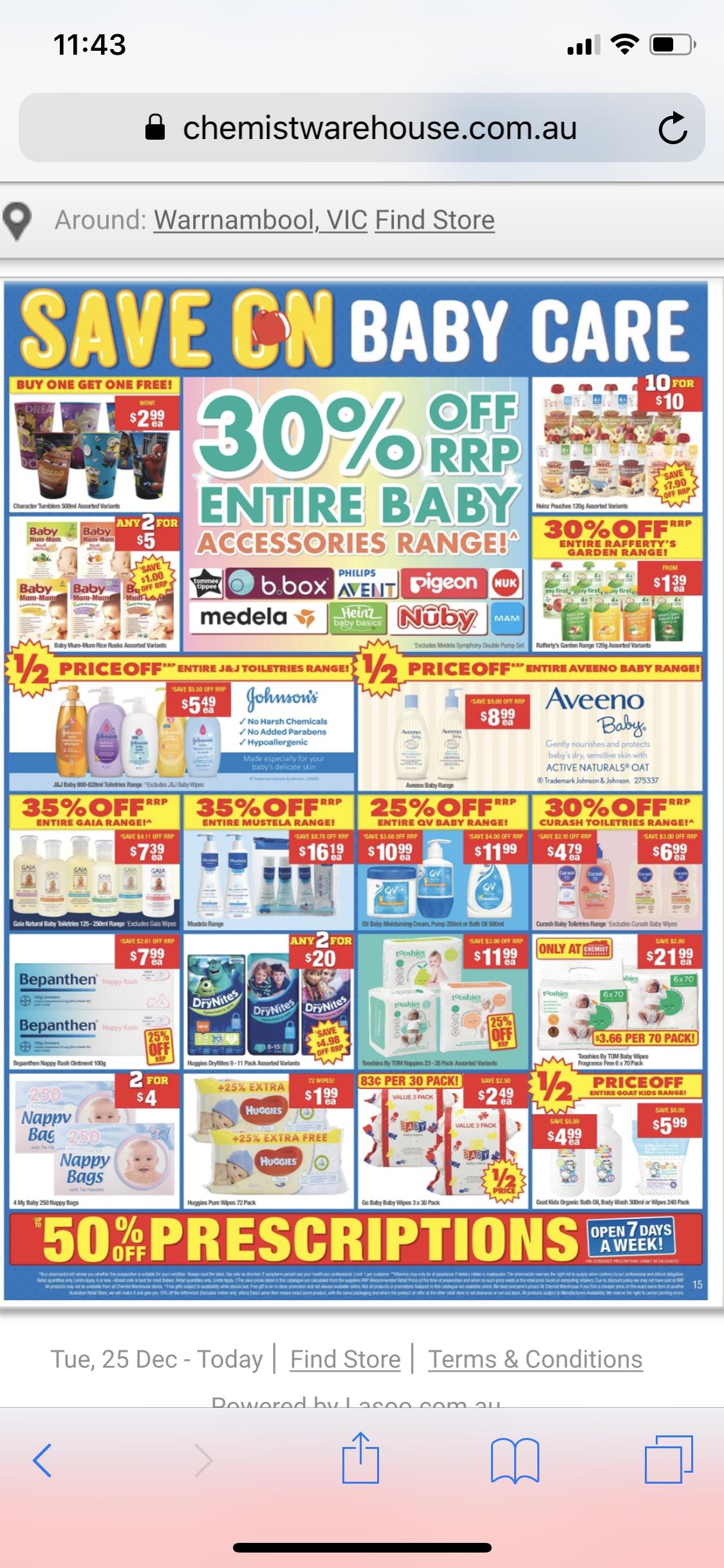 30 off baby care at Chemist Warehouse r/BabyBumpsandBeyondAu