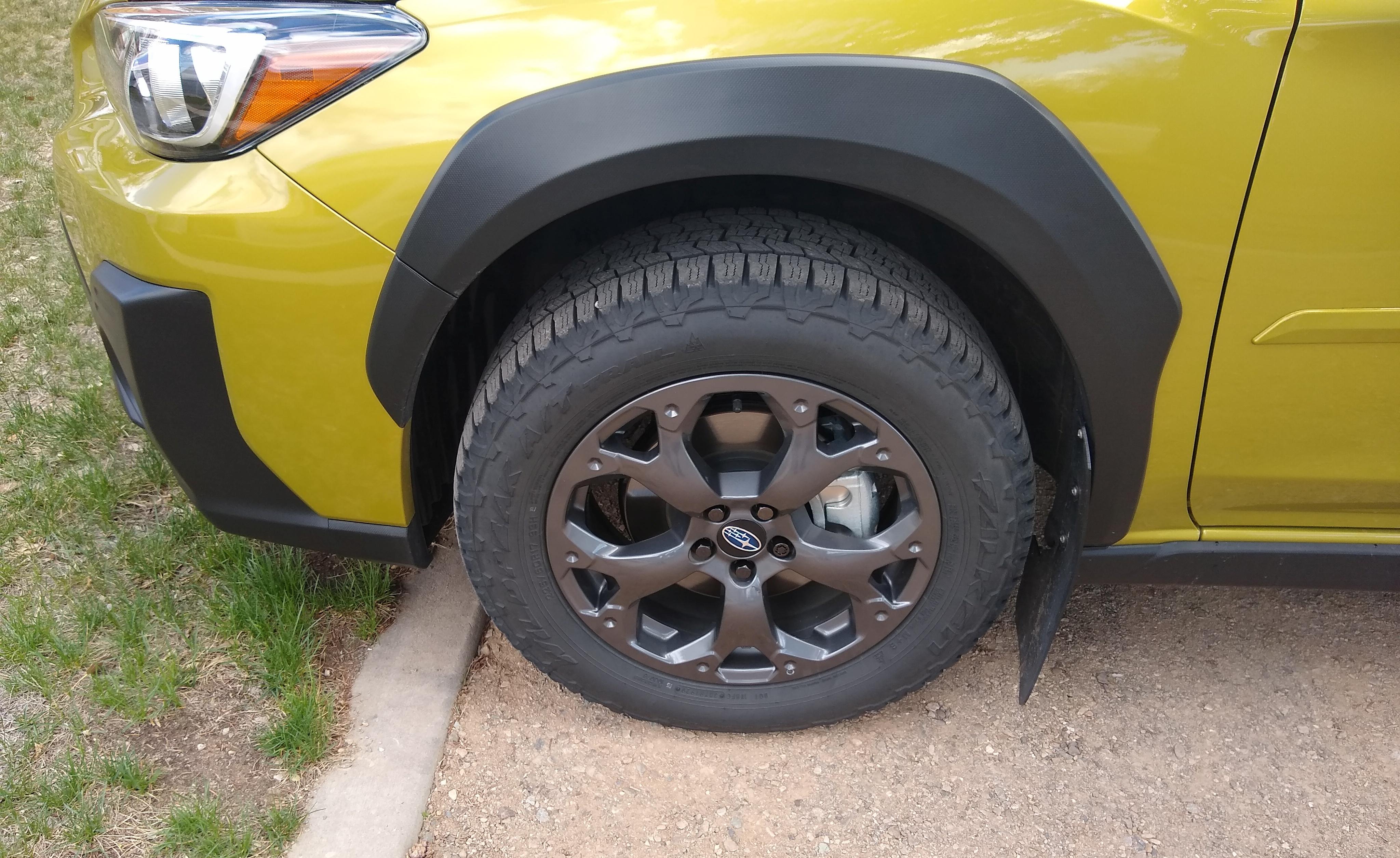 The black Subaru wheel locks kit make the gun metal wheels look even