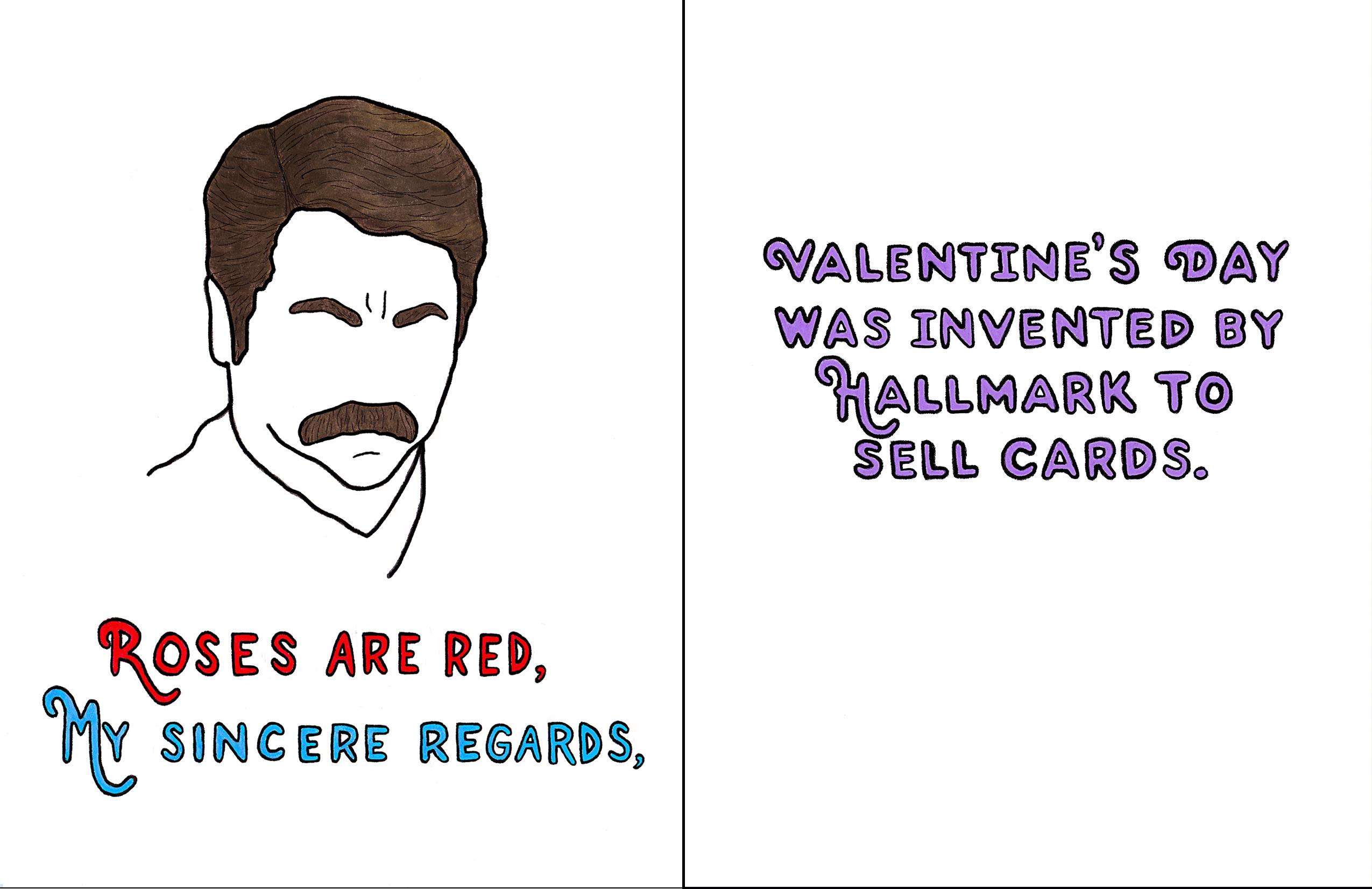 I made this very sentimental Ron Swanson Valentine's Day card r/PandR