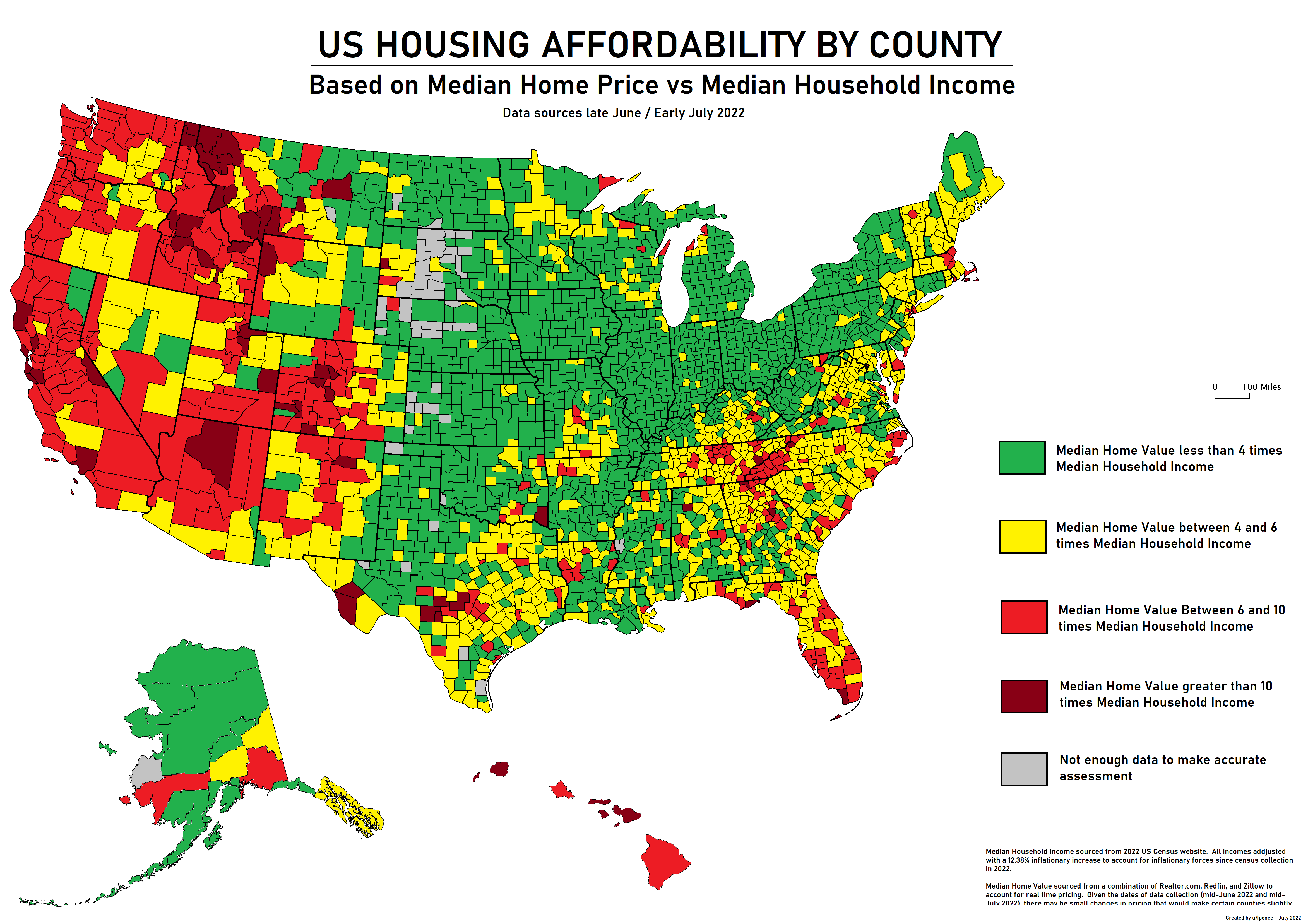 [OC] United States Housing Affordability by County r/MapPorn