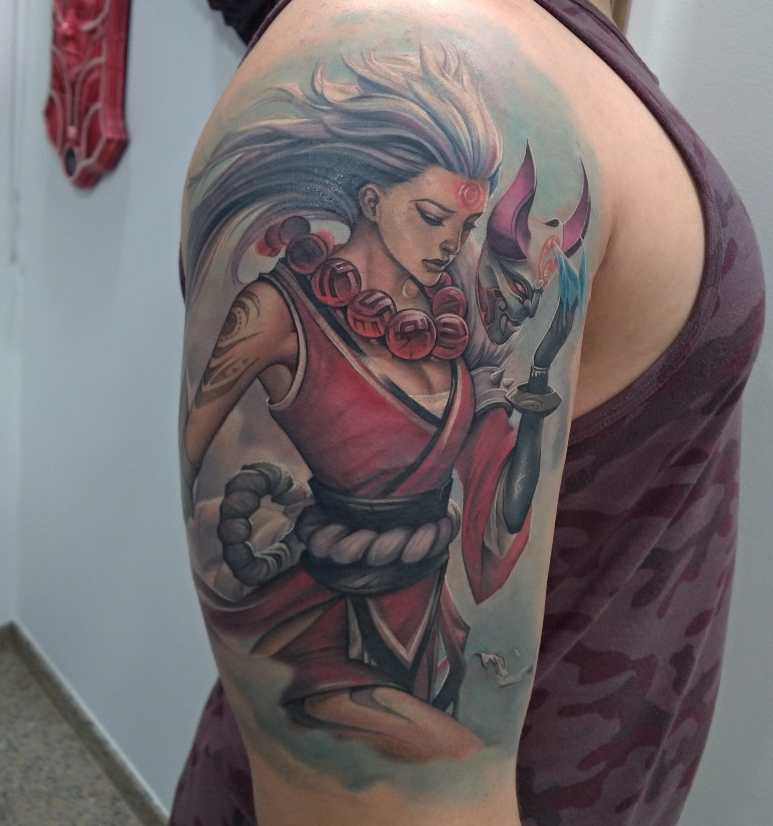 Blood Moon Diana by Daniel Xixo at Hamada Tattoo Studio