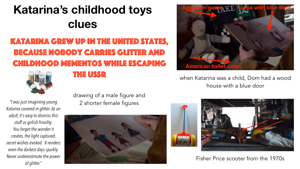 The toys in Dom's garage hold a clue Katarina grew up in the United States. r/TheBlackList