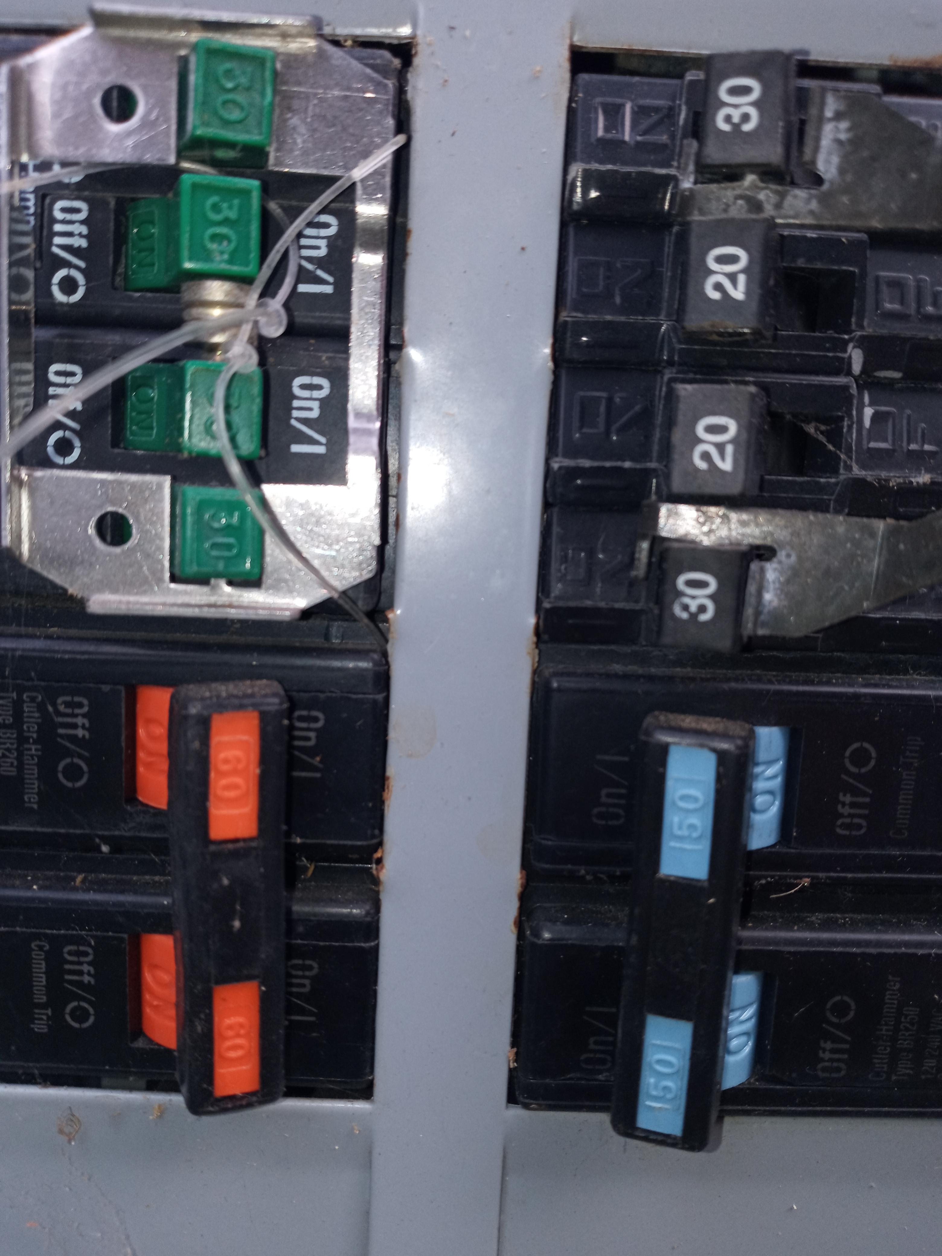 Two of the 4 green breakers at the top left flip together and used to