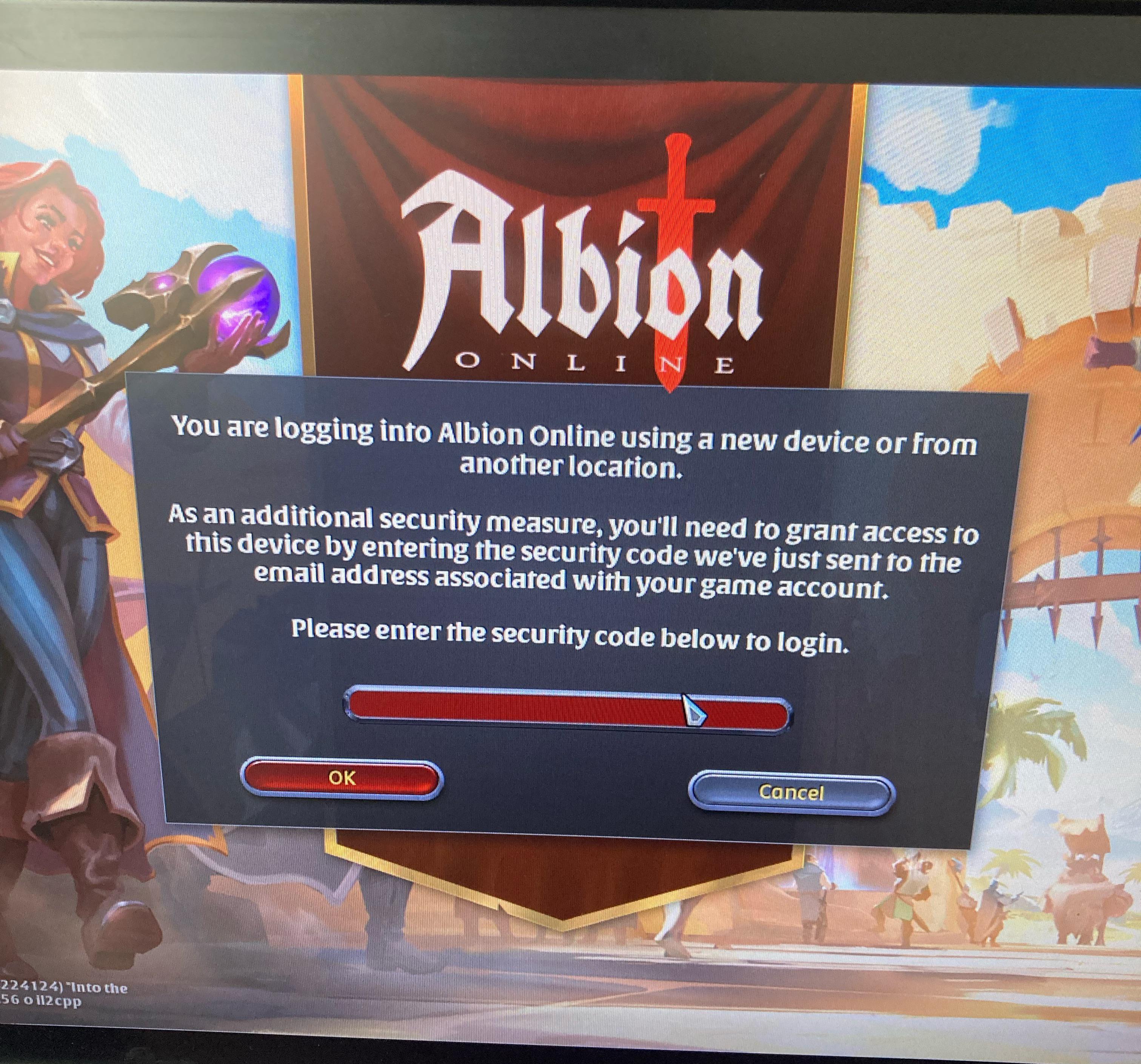 hi, im trying to login an already existing account on albion online. i