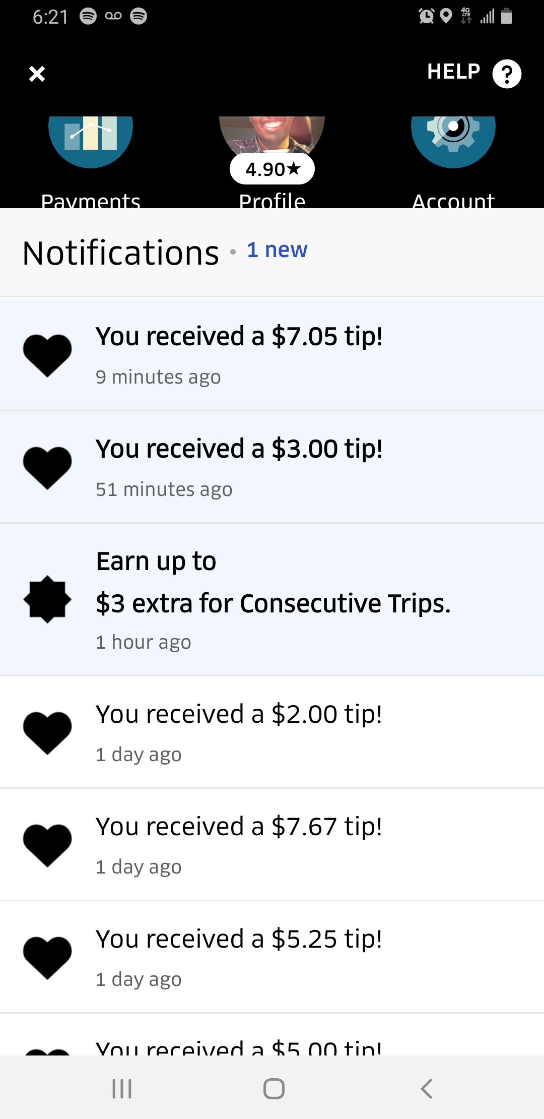 Increase in 7ish tips lately, what gives? Is Uber presenting tip