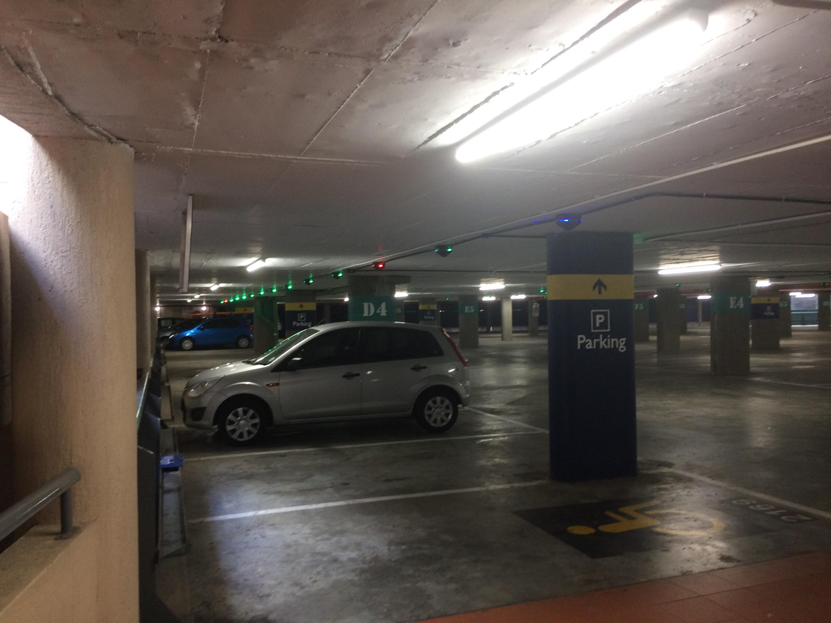 Parking garage in Cape Town, South Africa has motion sensing lights to