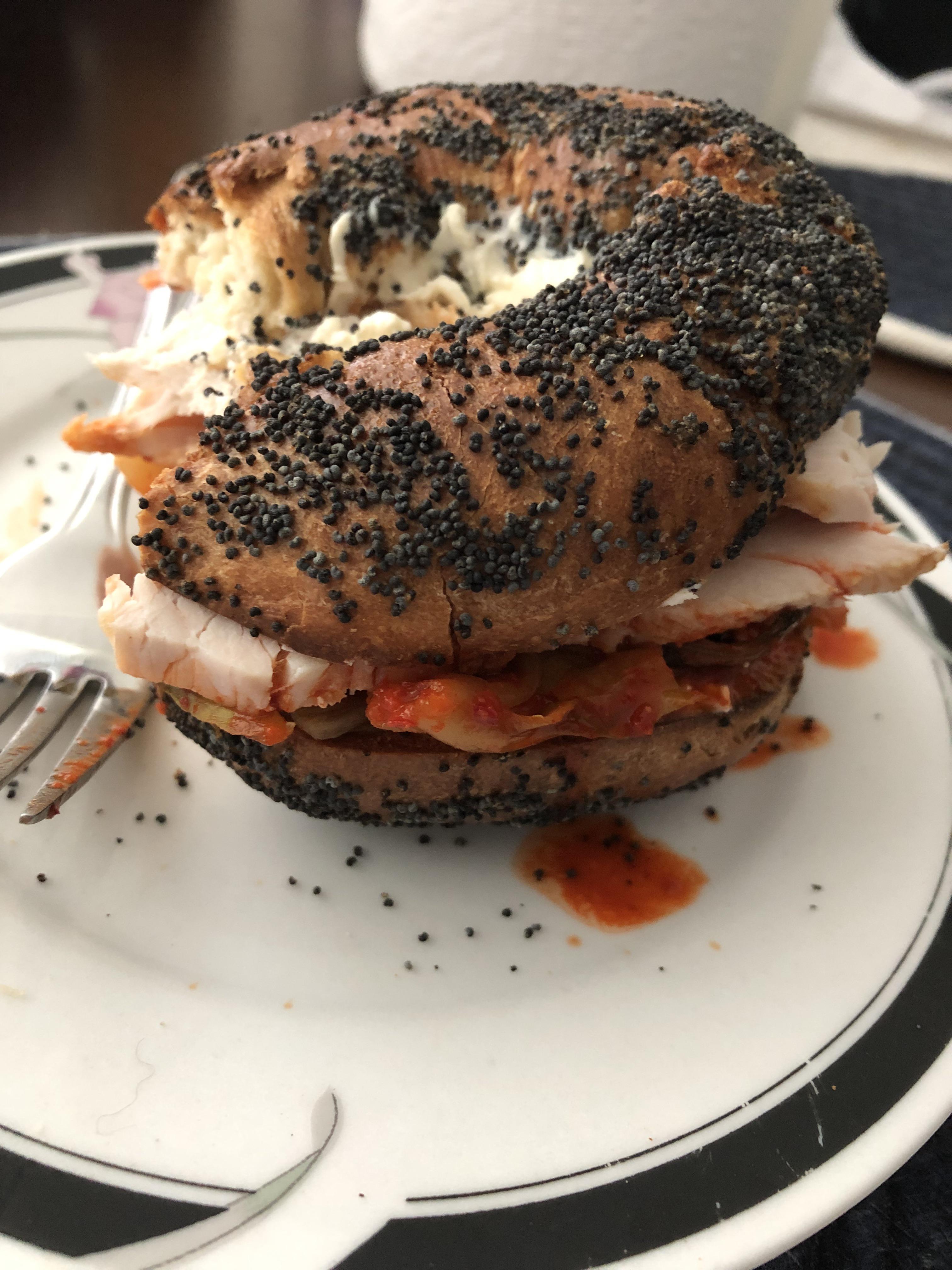 I call it the Koreanowitz. Montreal style poppyseed bagel, schmear of