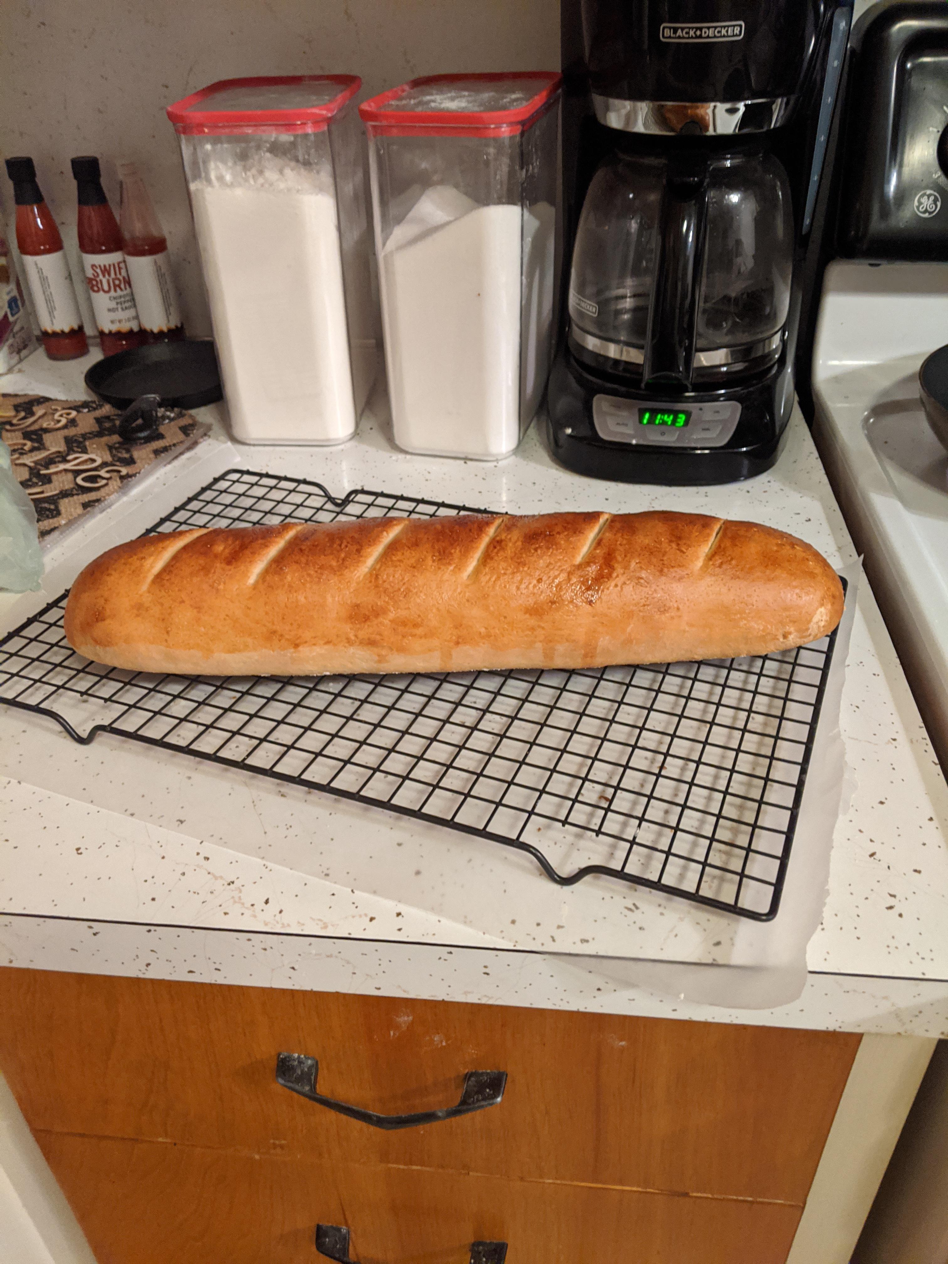 First time making French bread! You can see where the egg wash dripped