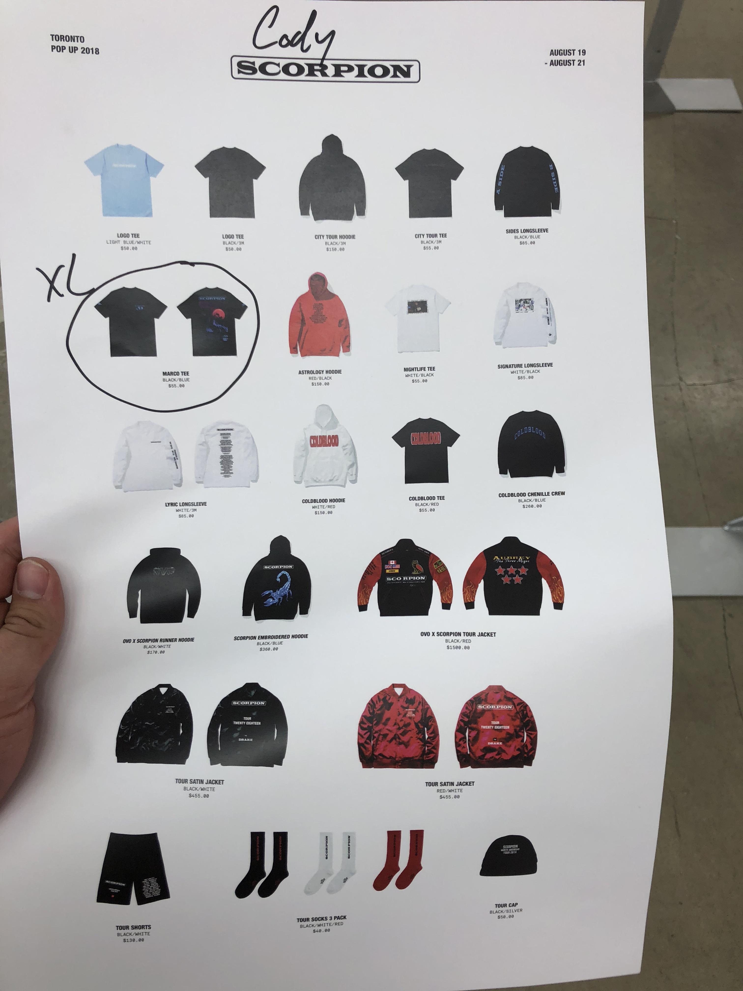 Toronto Popup Shop Prices and all items (CAD) r/Drizzy