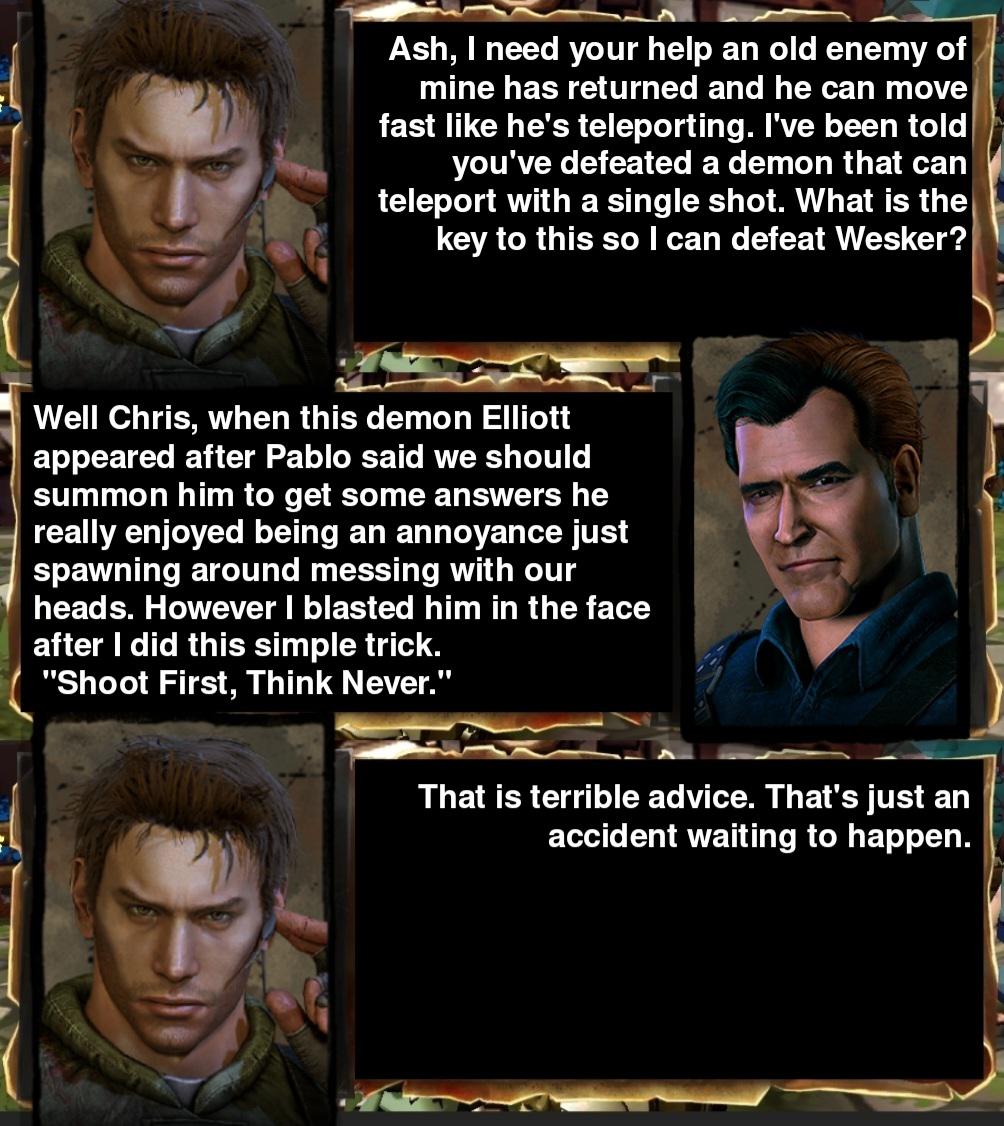 Chris Redfield getting advice from Ashley J Williams r/deadbydaylight