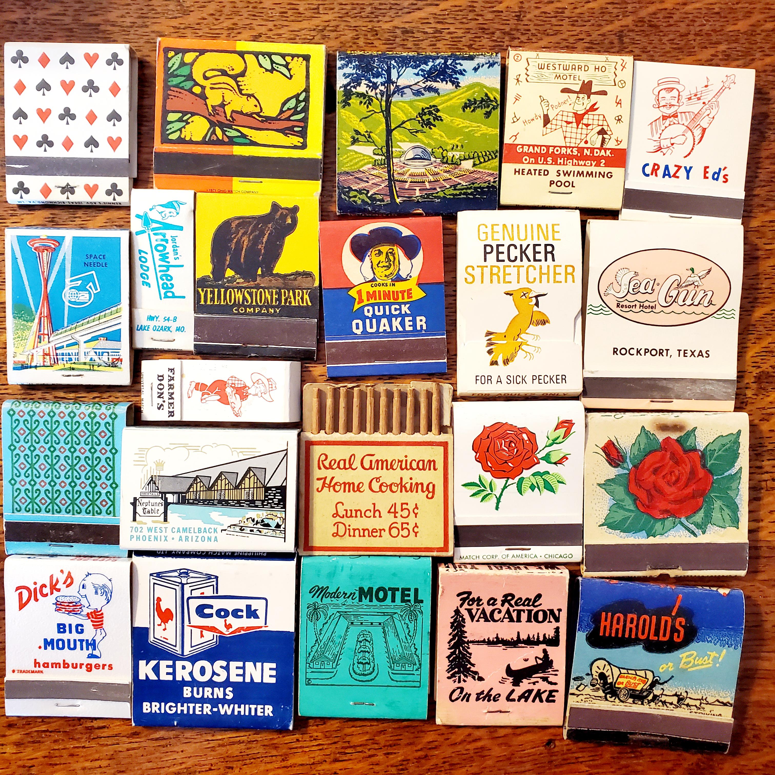 My grandmother collects old matchbooks. Here's some of my favorites