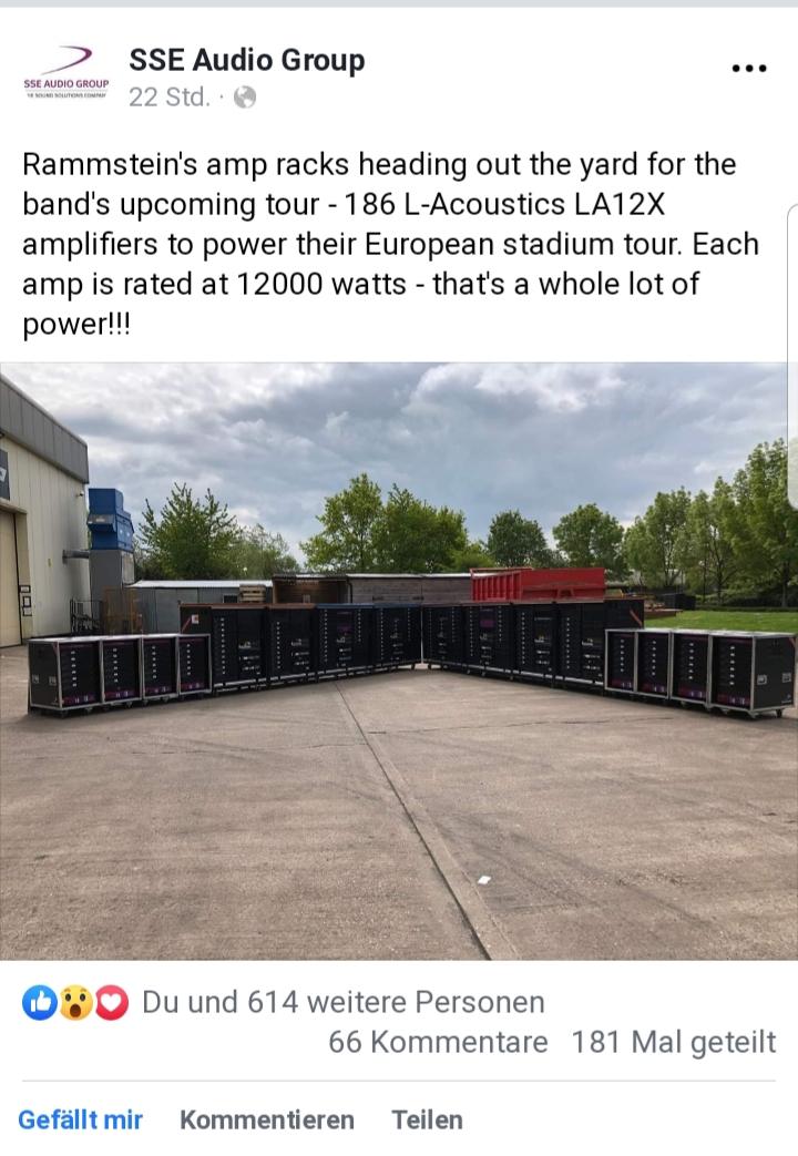 SSE audio group confirms the 2.2 mio watts for the new stage. r/Rammstein