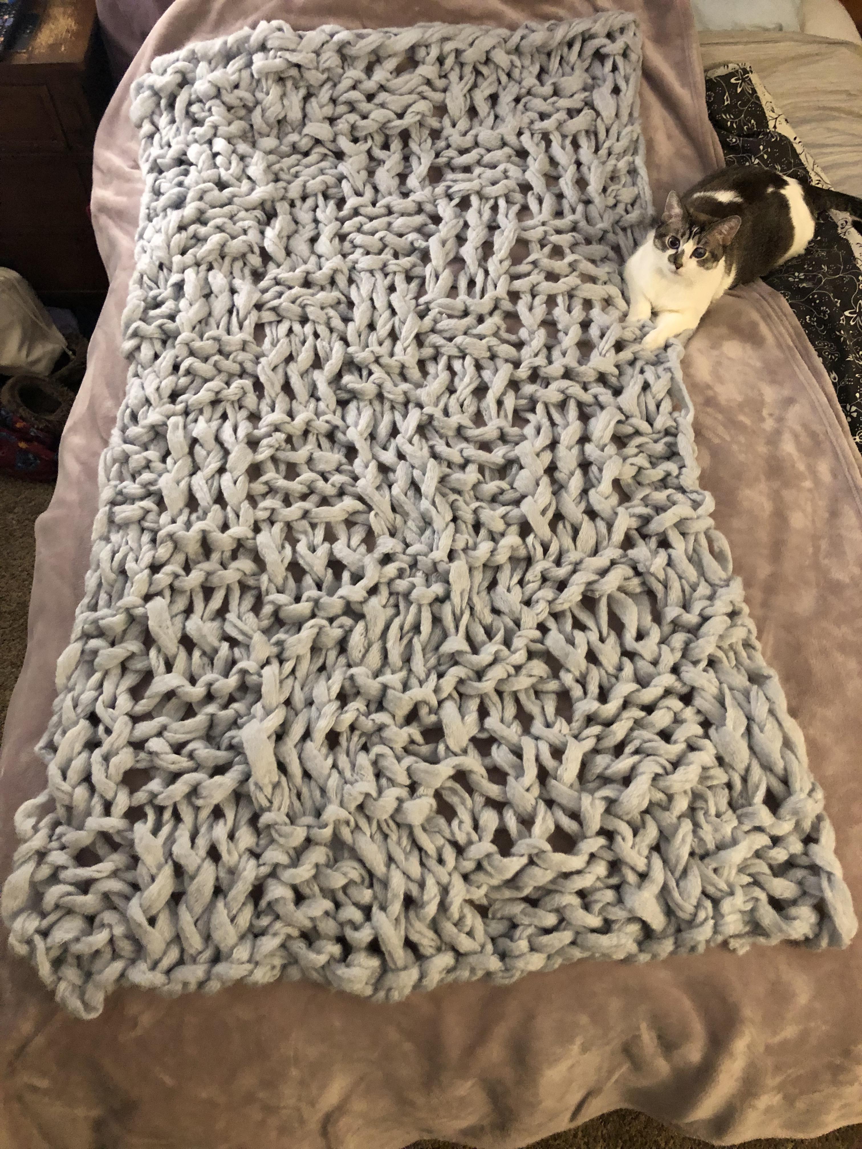 Arm knit basket weave blanket r/knitting