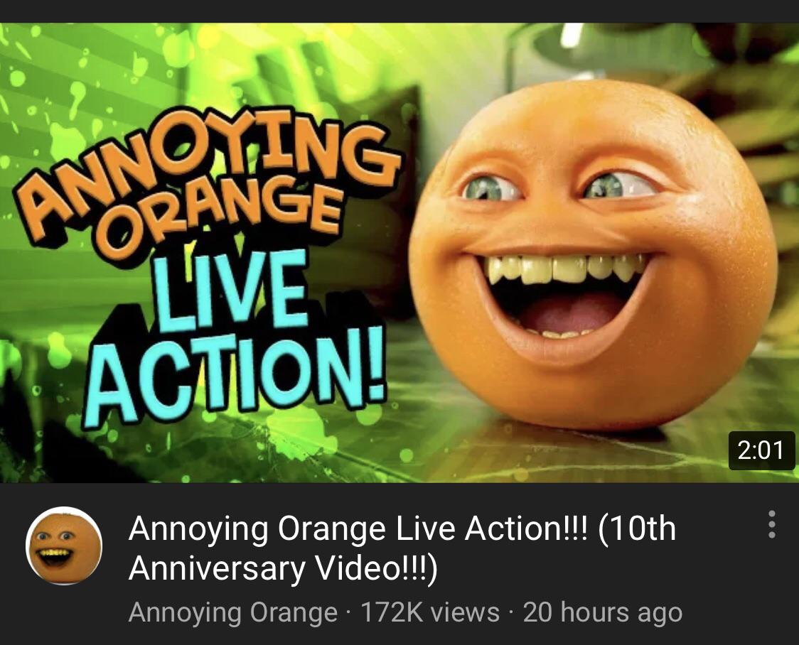 Annoying Orange trying to crawl out of irrelevancy by