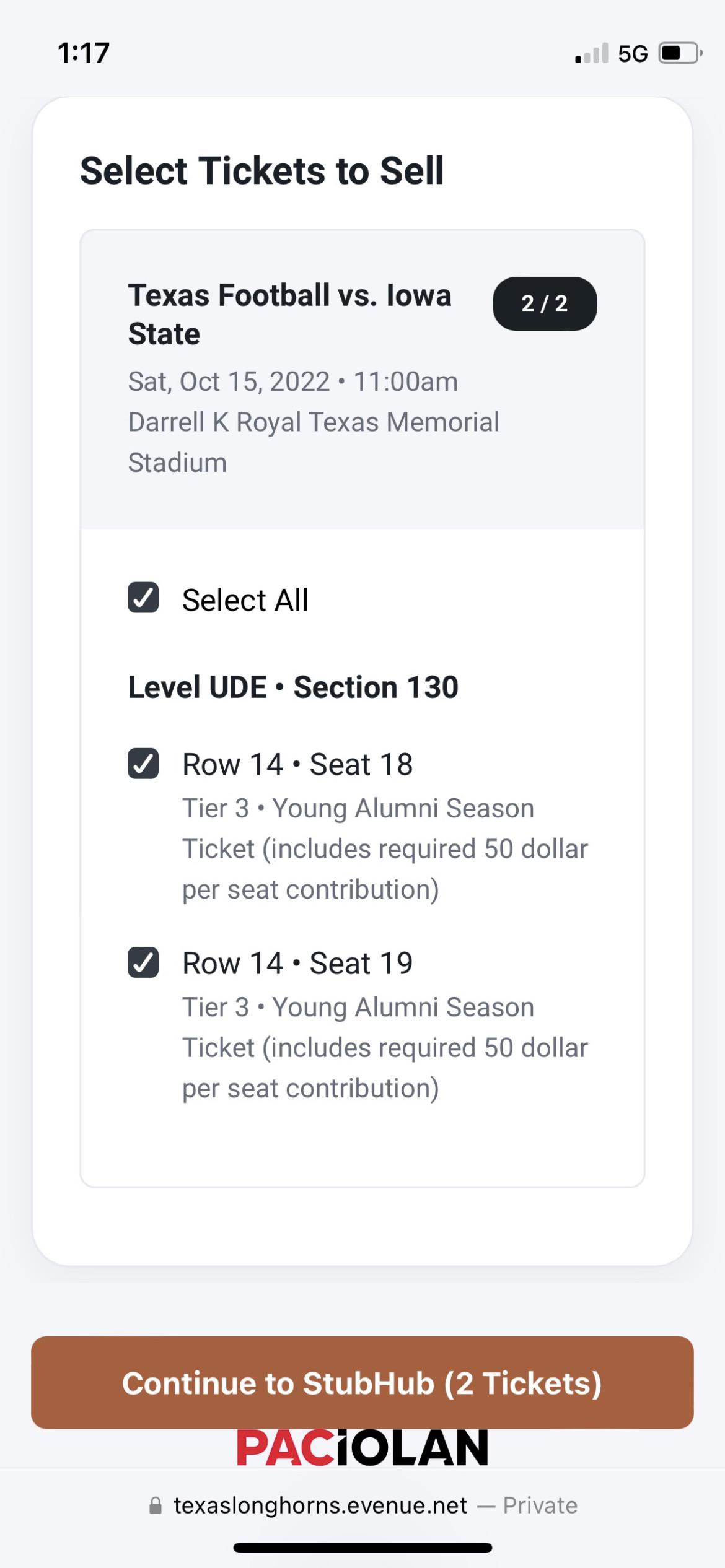 What does this mean when selling tickets? r/stubhub