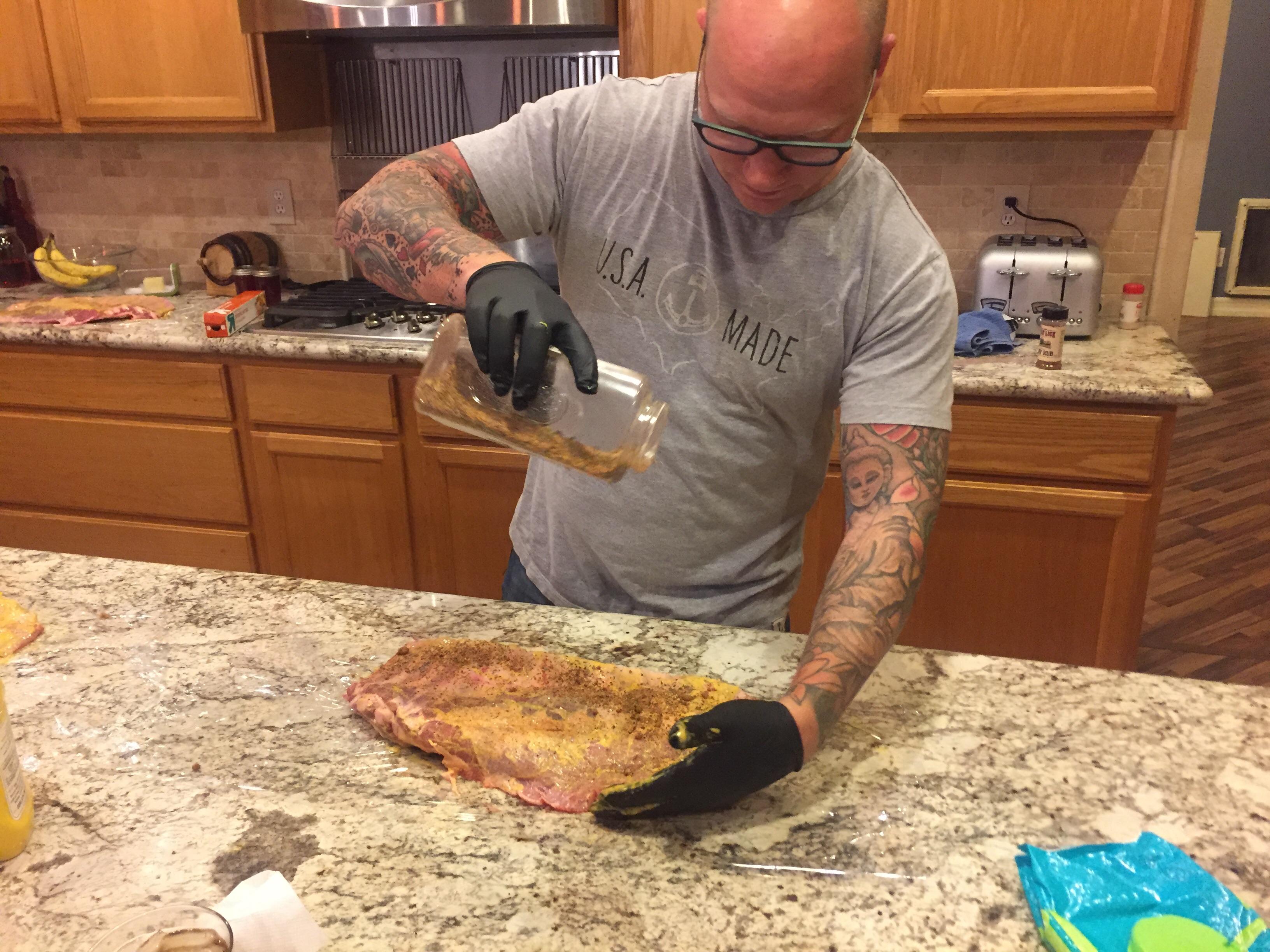 Rubbing some spares to sit overnight r/BBQ